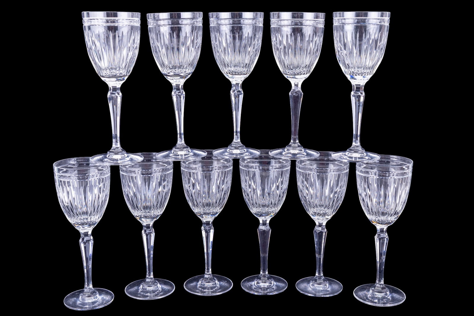 Waterford Marquis Crystal Stemware (11): A set of 11 Waterford Marquis cut crystal long stem wine glasses, very fine condition.