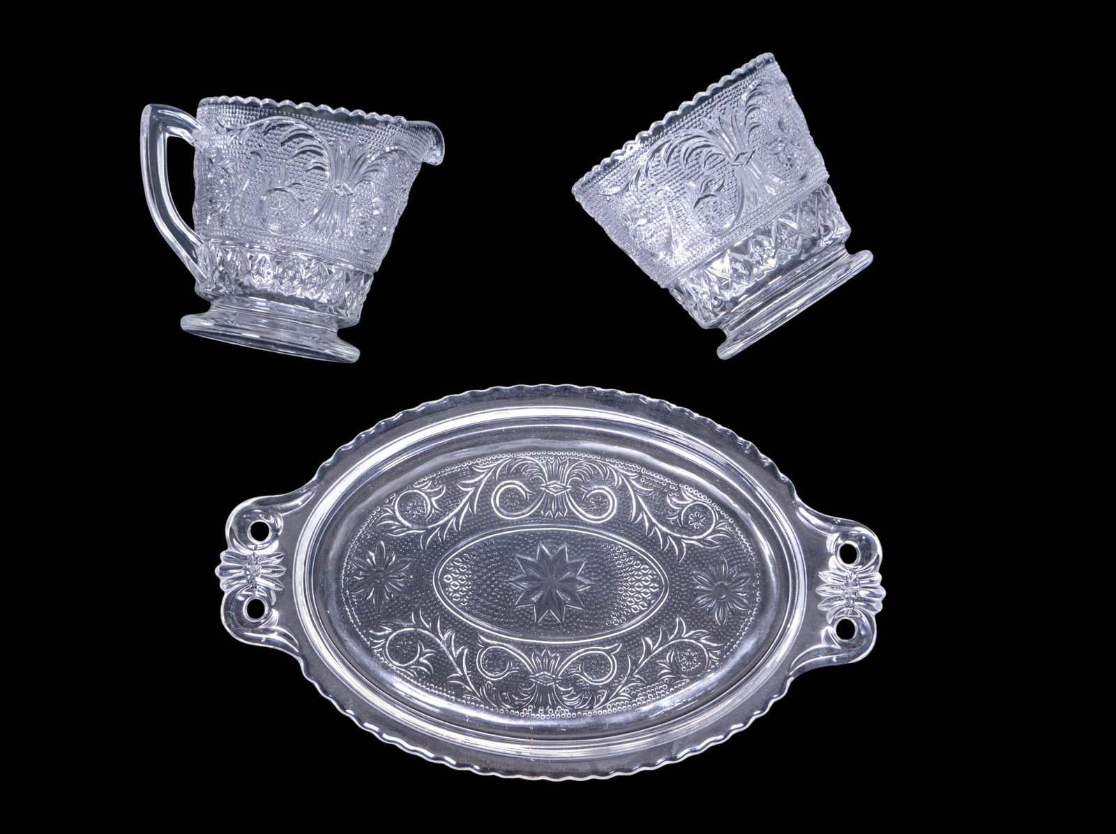 Pressed Glass Dinnerware, Serving Assortment 10pcs - 17
