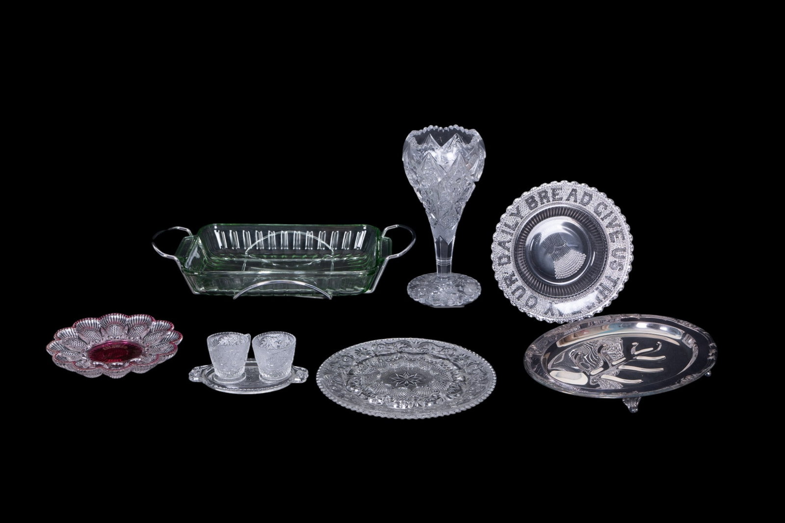 Pressed Glass Dinnerware, Serving Assortment 10pcs - 18