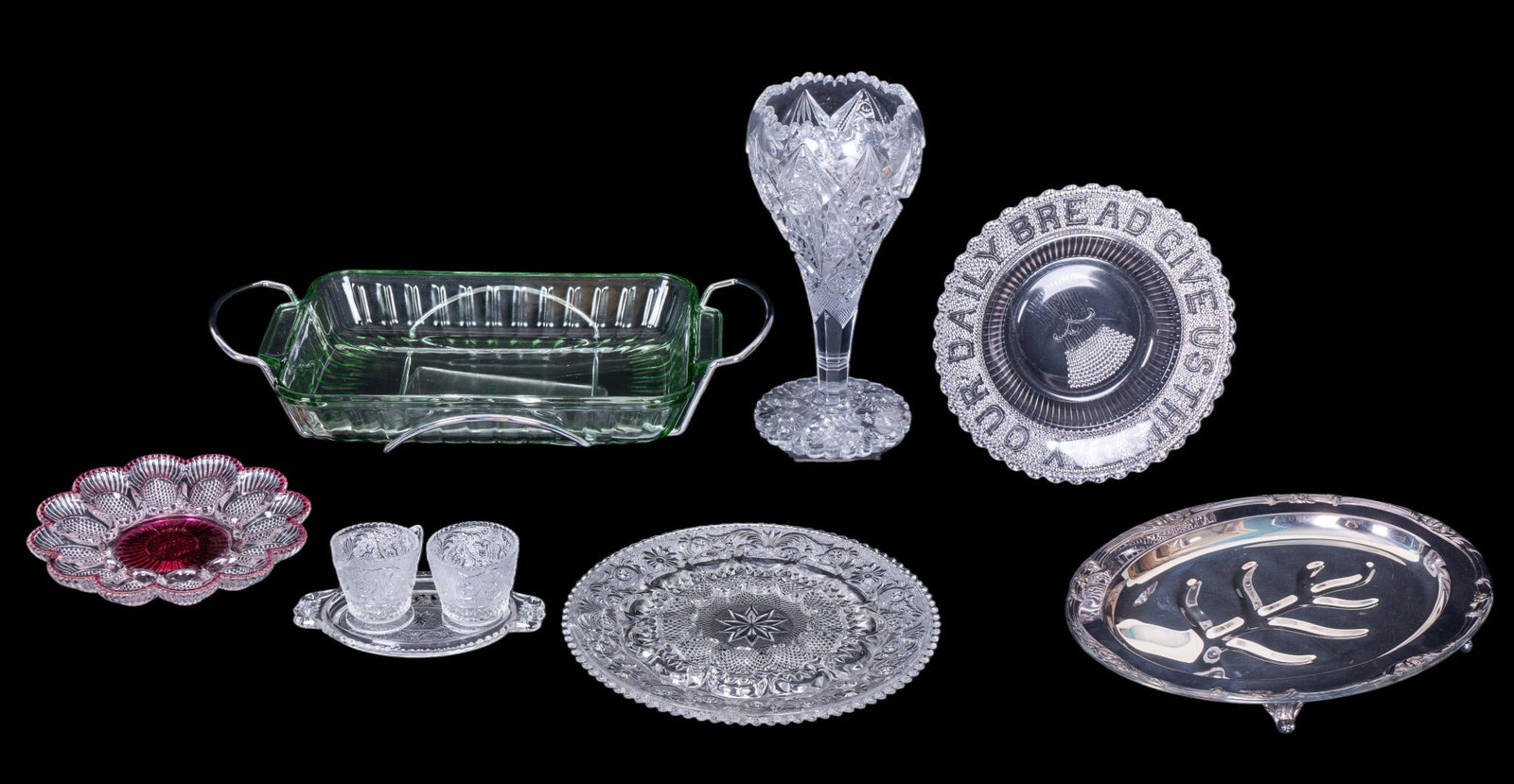Pressed Glass Dinnerware, Serving Assortment 10pcs (1 of 18)