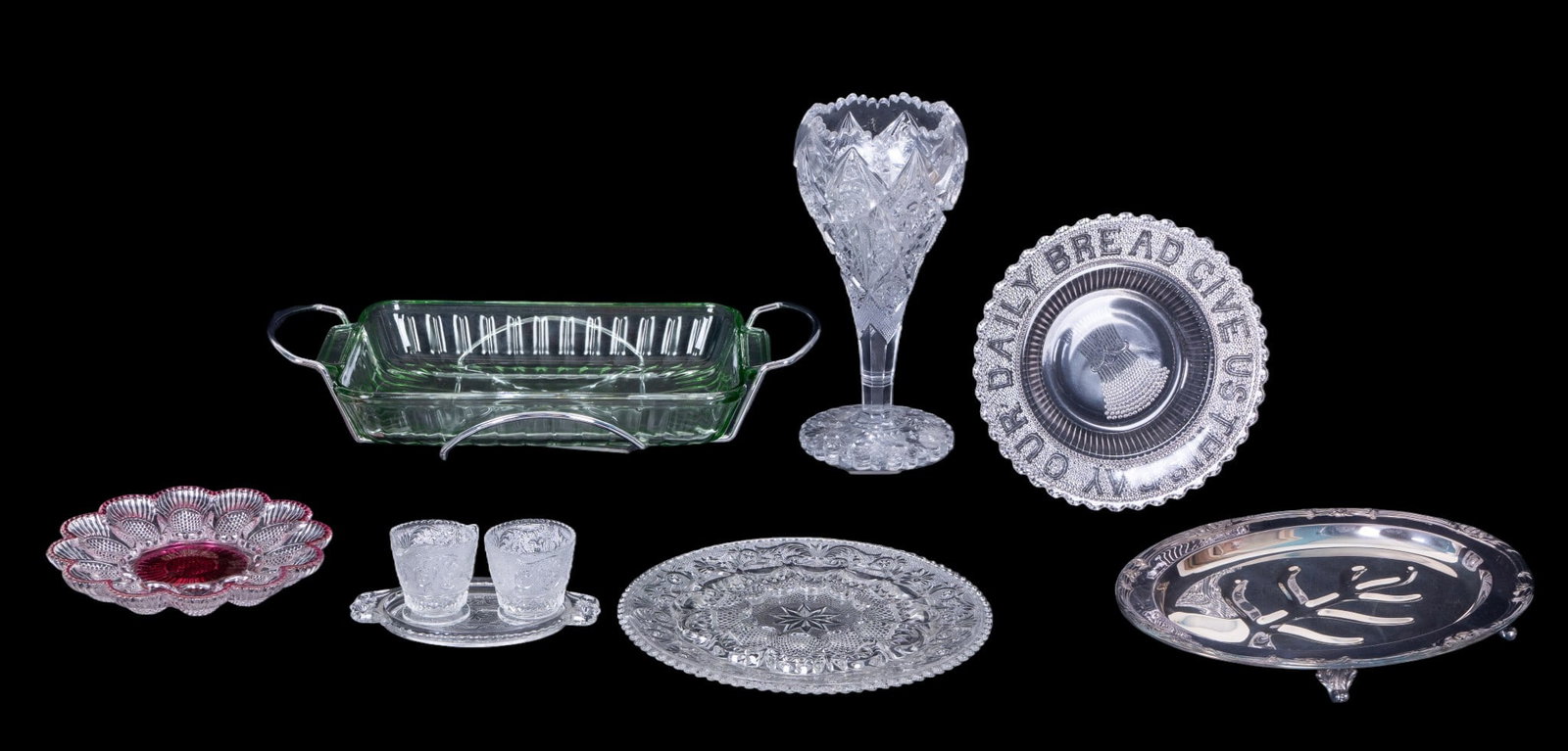 Pressed Glass Dinnerware, Serving Assortment 10pcs - 2