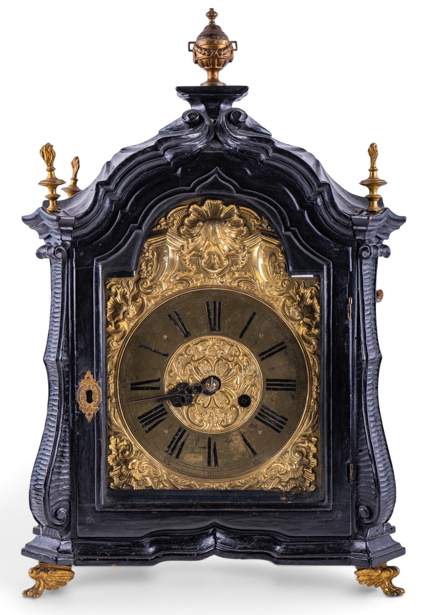 Antique George III Ebonized & Gilt Brass Clock (1 of 17)