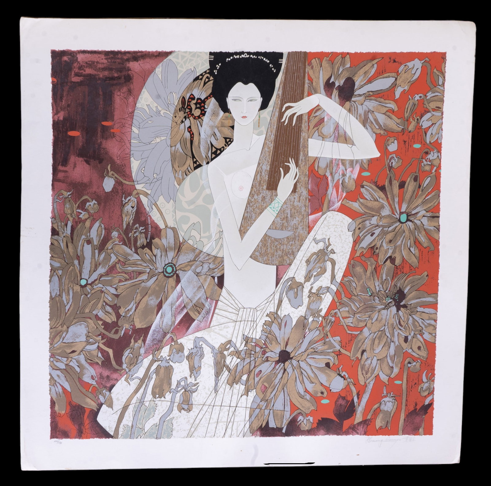 Signed Huang Guanyu "Melody in White" Serigraph (1 of 8)