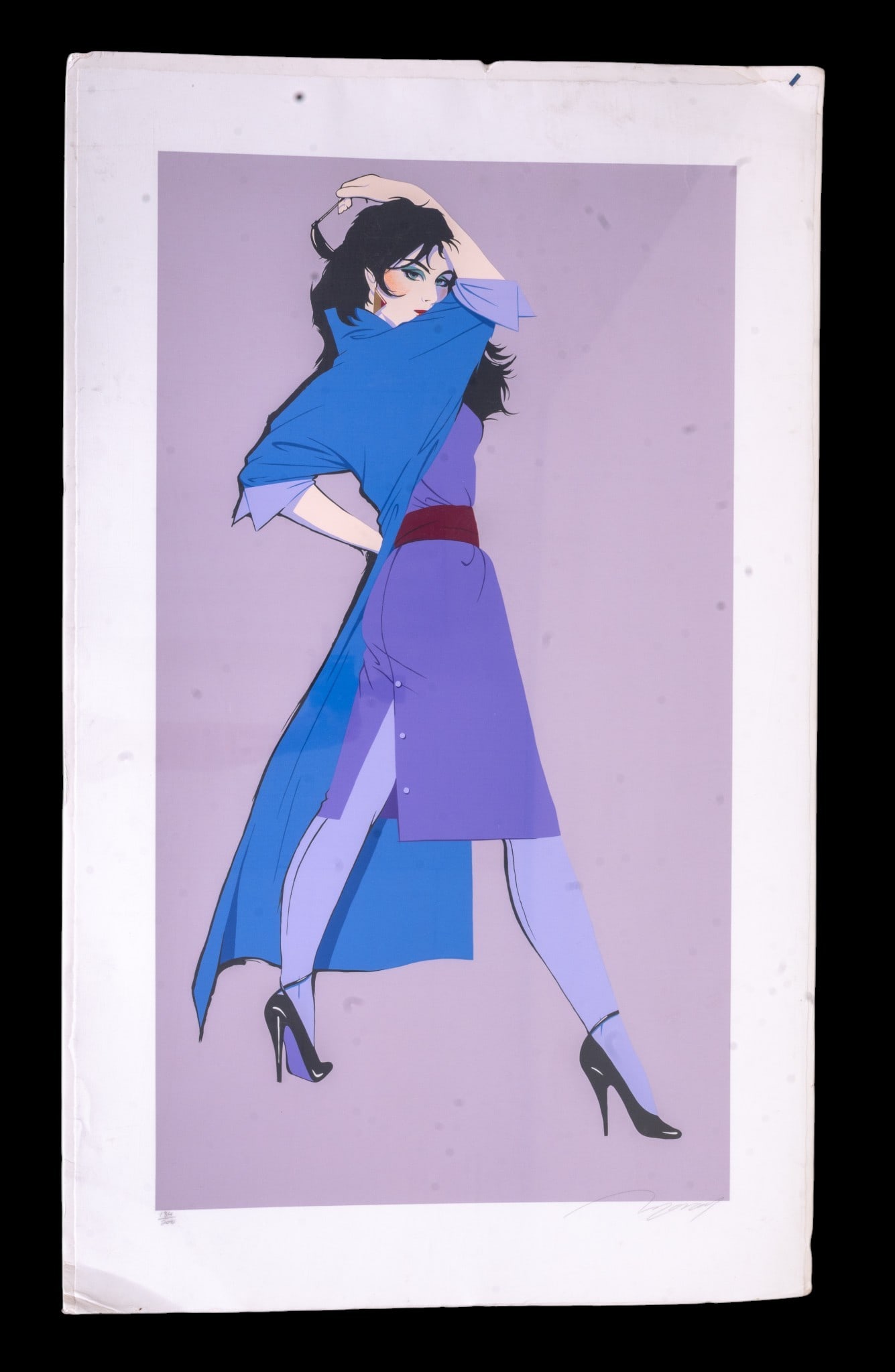 Signed Maher Marcos "Just A Glance" Serigraph: Postmodern pop art signed and numbered limited edition fashion serigraph, titled "Just A Glance" by Maher Marcos (b. 1947 in Cairo, Egypt), circa 1980s. Signed in lower right corner. Hand-numbered