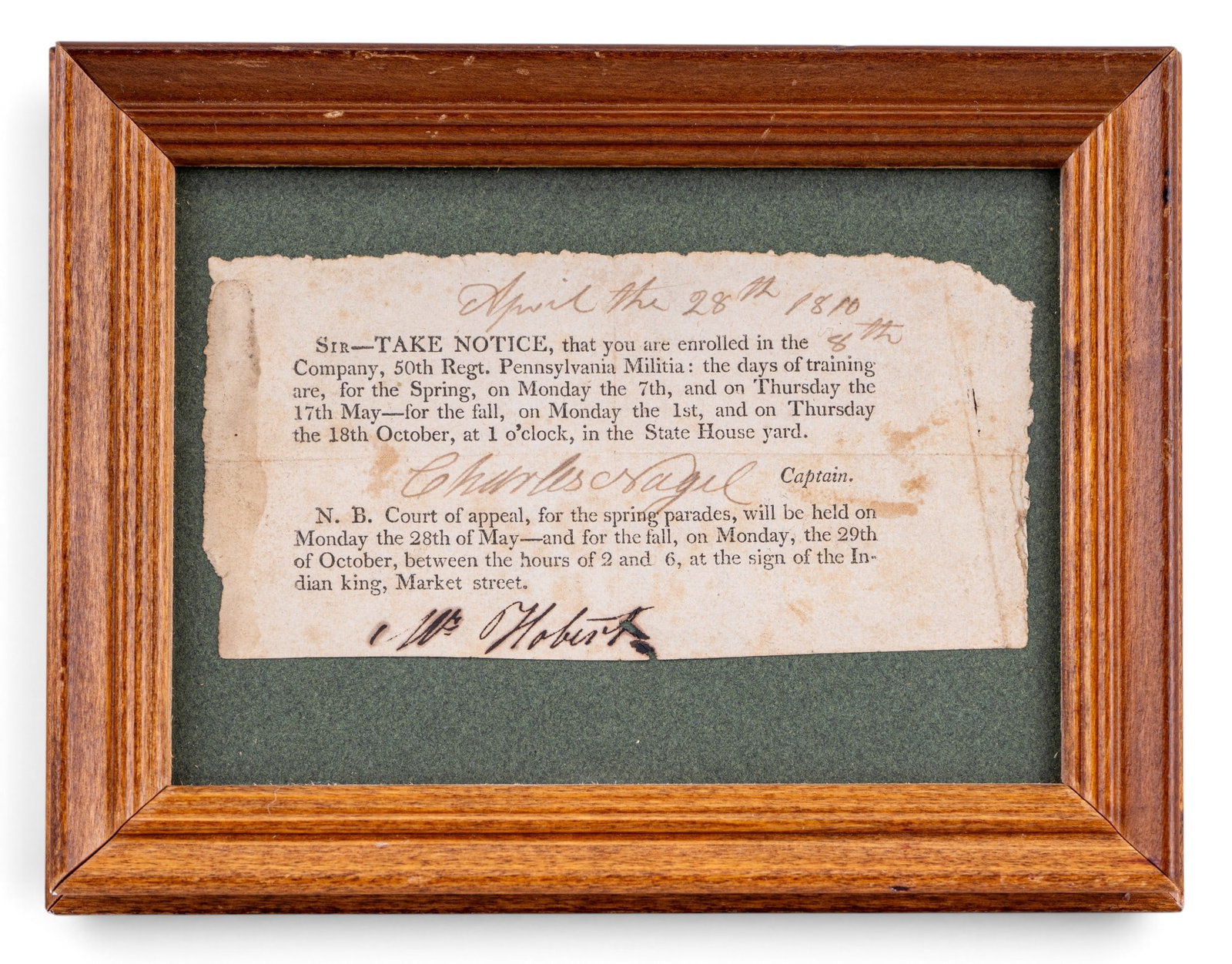 1810 Pa Militia Enrollment & Training Notice (1 of 6)