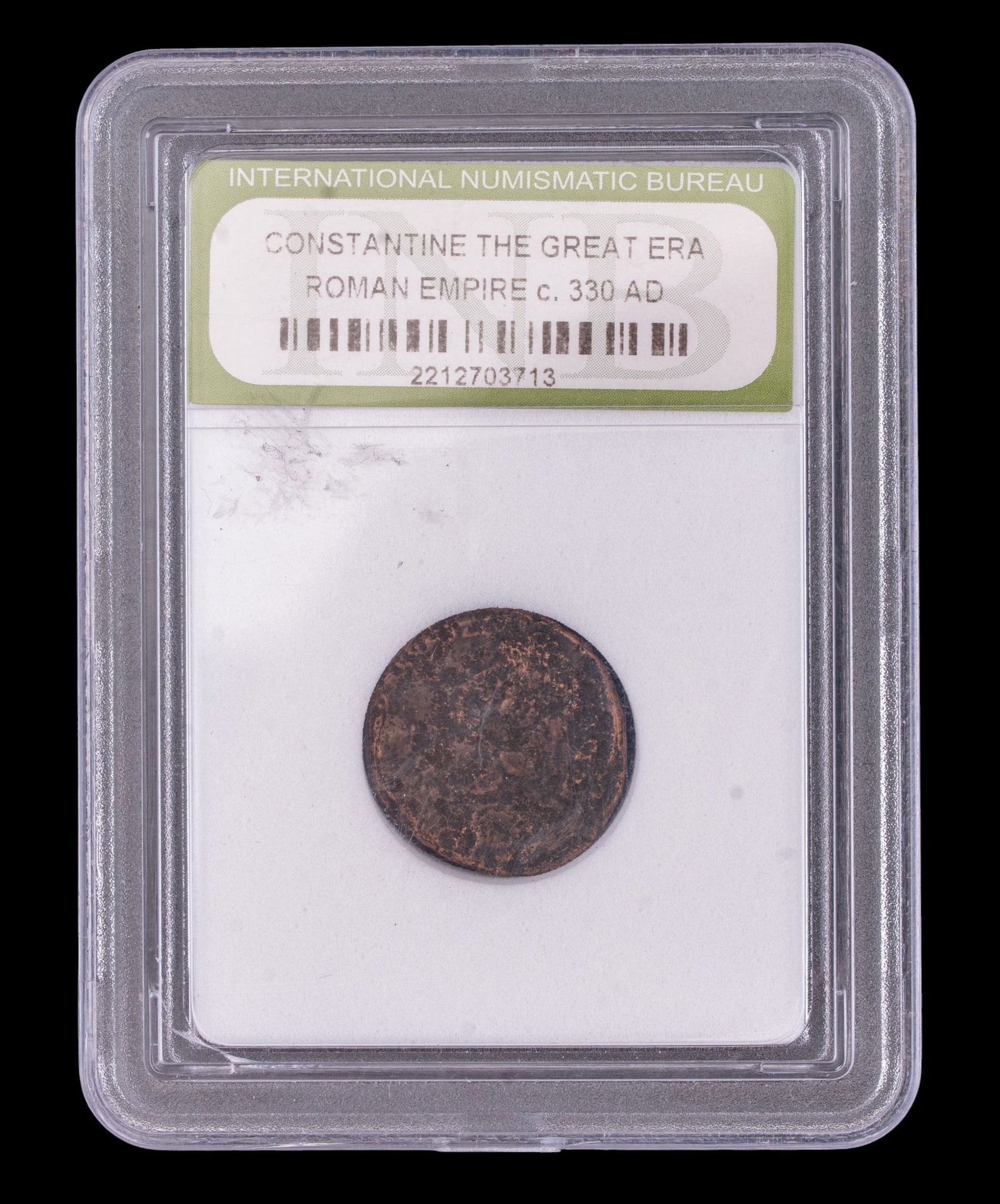 Graded Constantine Era Roman Coin: A Constantine era Roman coin c. 330 AD graded by the International Numismatic Bureau.