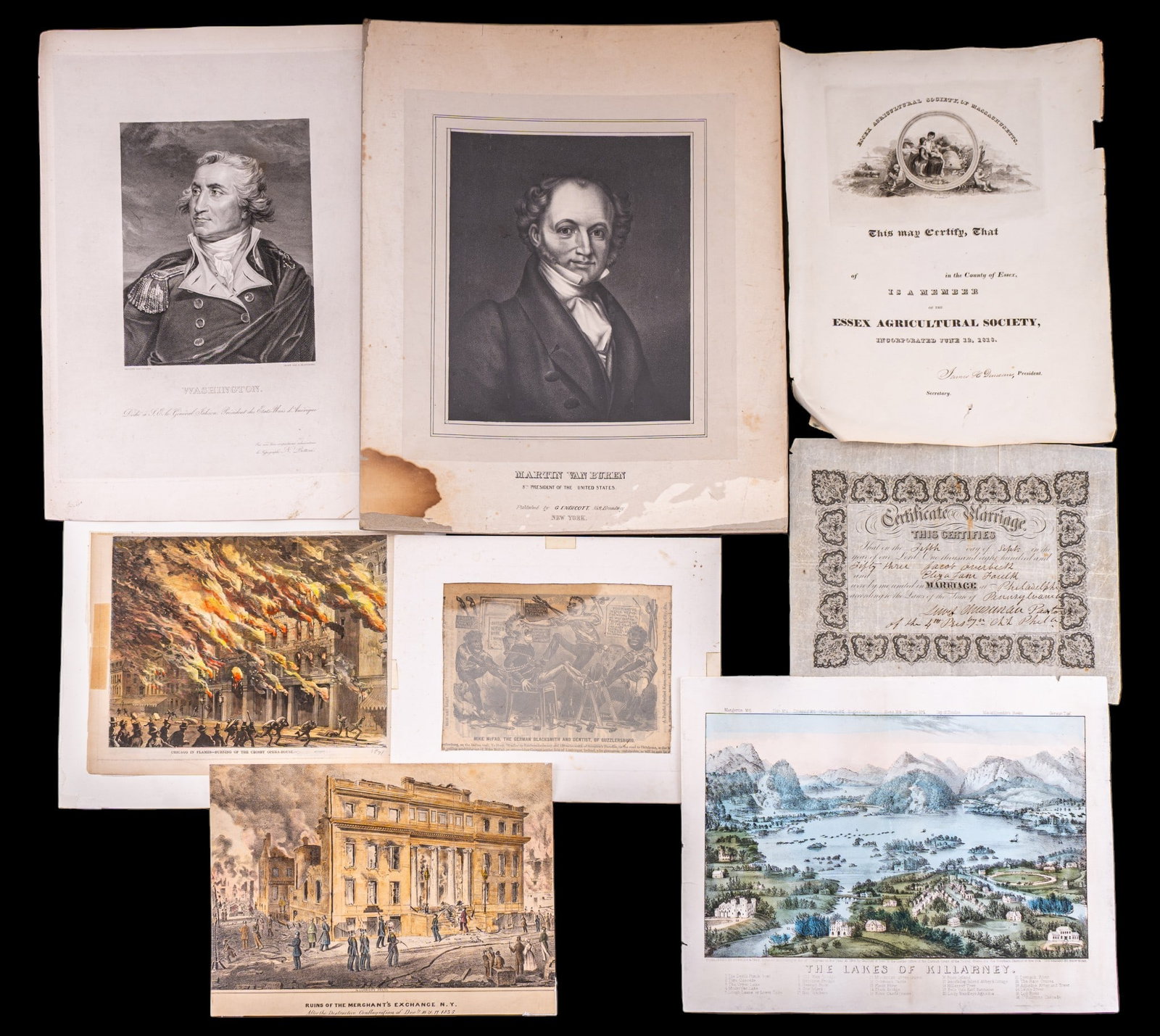 Currier Lithographs, 19th C Certificates, & More (1 of 18)