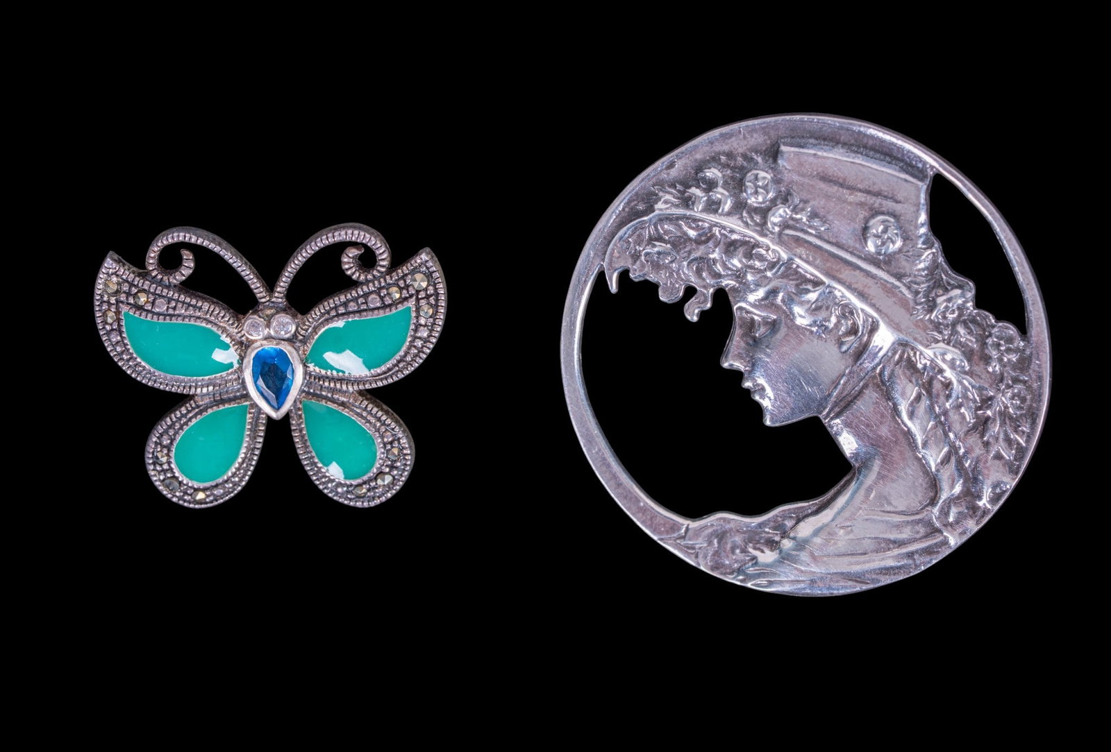 Vintage Sterling Figural Brooch Pair (1 of 5)