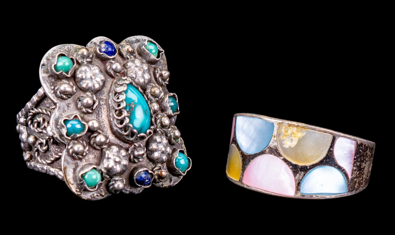 Sterling Turquoise/Lapis & MOP Rings (1 of 13)
