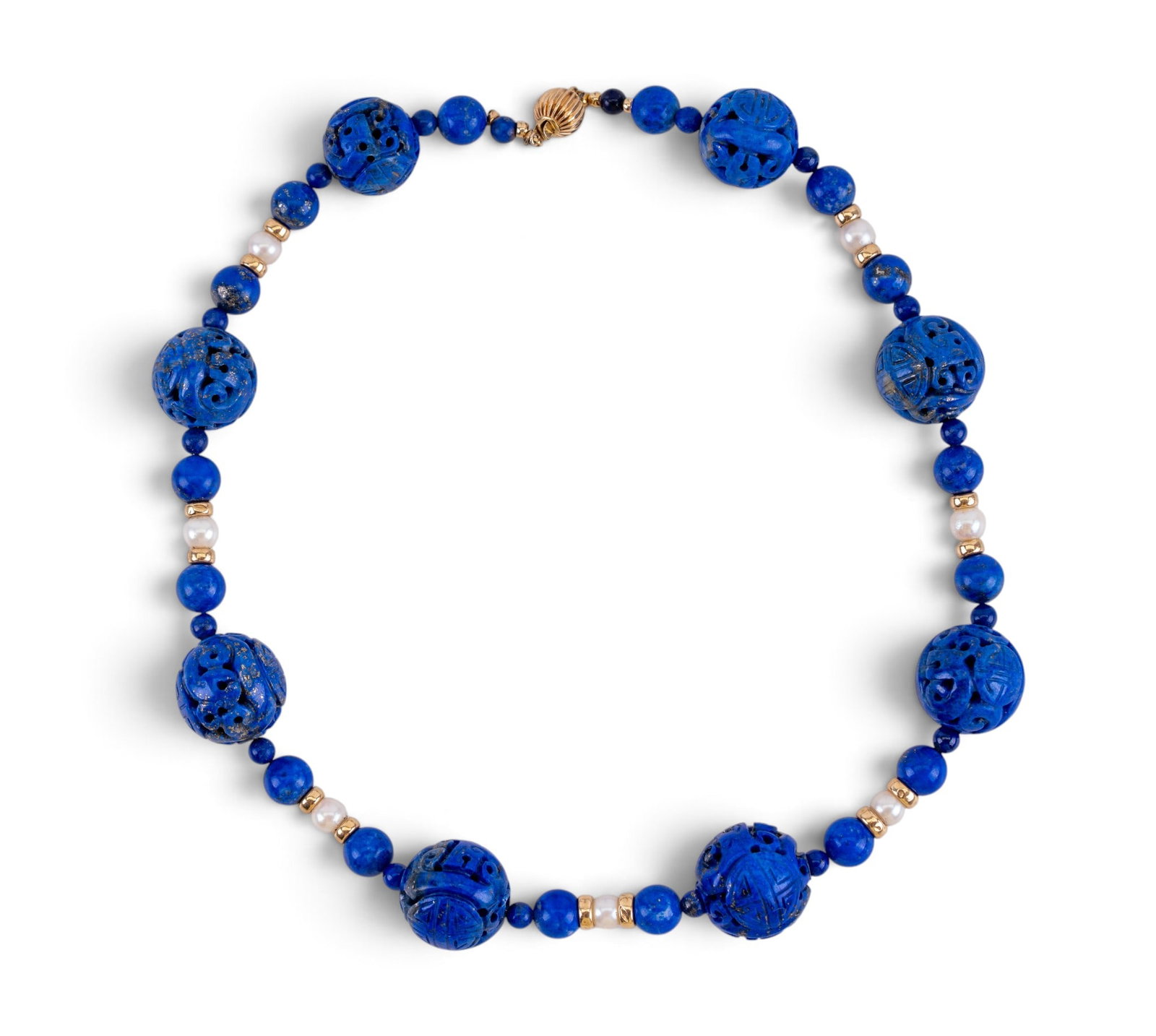 Chinese Lapis Lazuli & 14K Gold Necklace (1 of 5)
