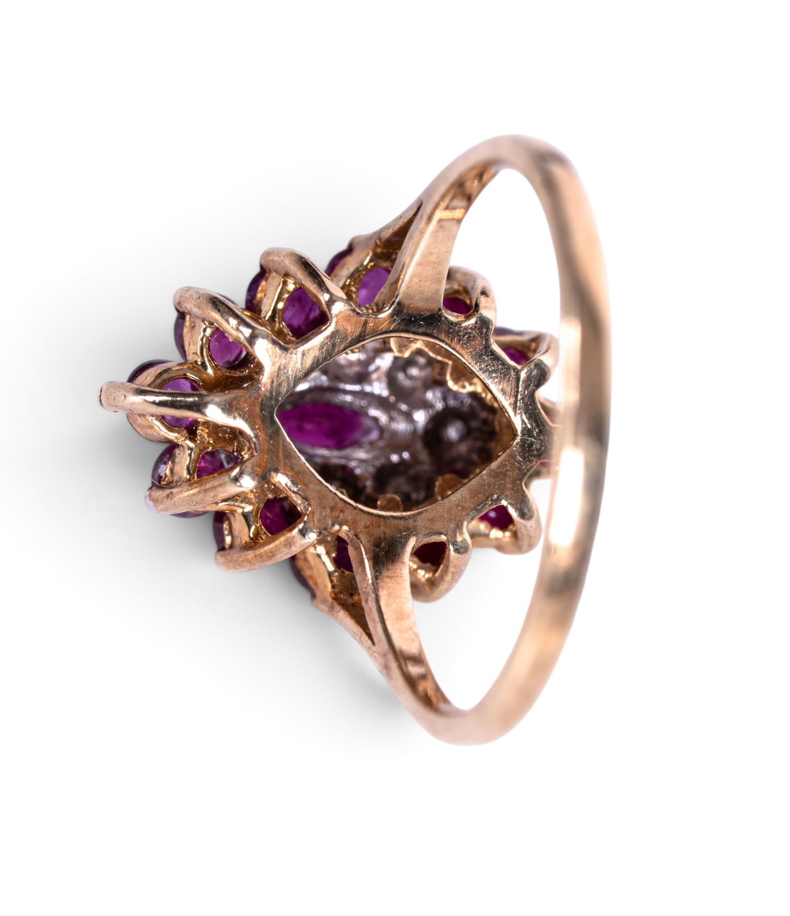 10K Gold Ruby & Diamond Cluster Ring - 3