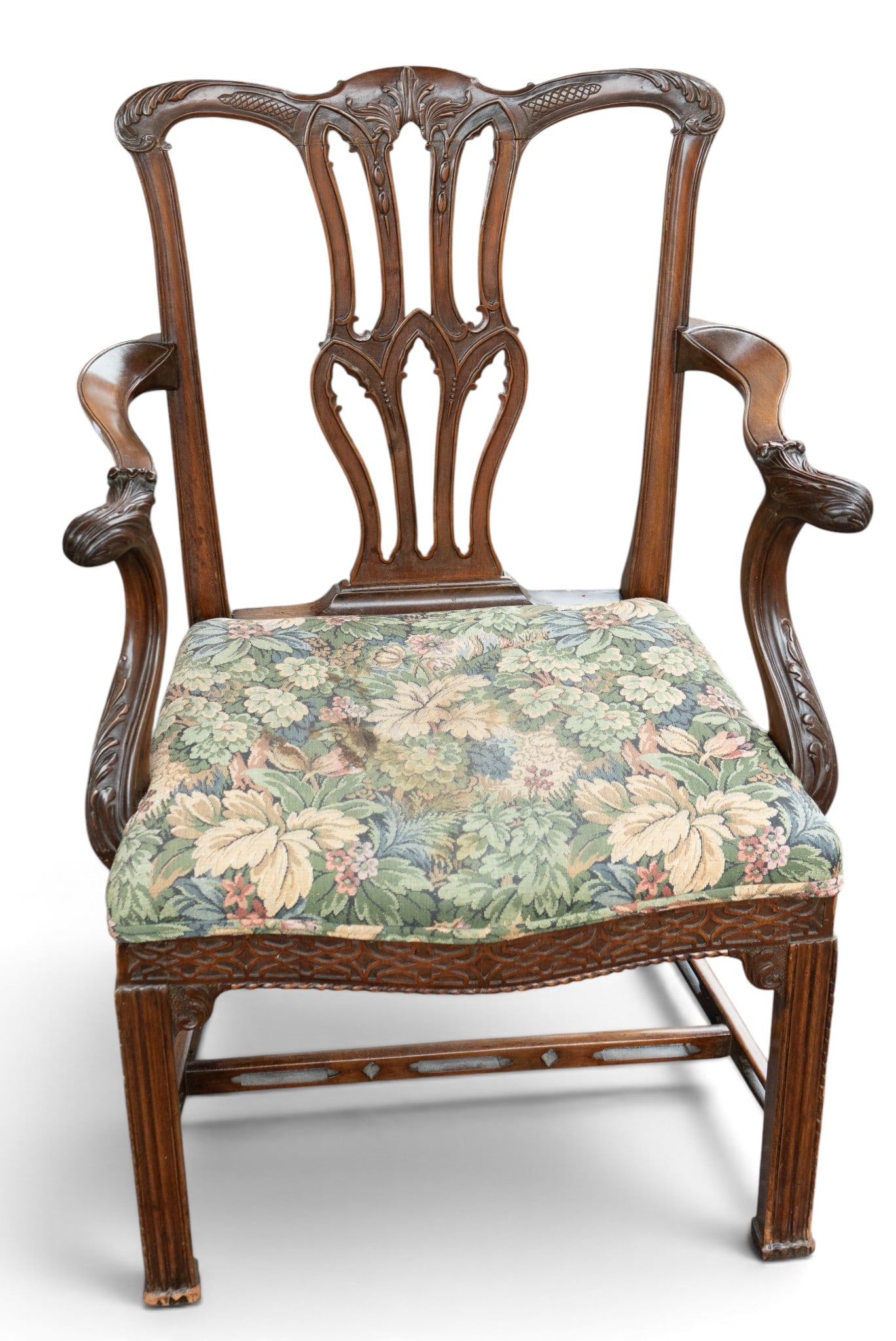 English Chippendale Period Carved Armchair (1 of 10)