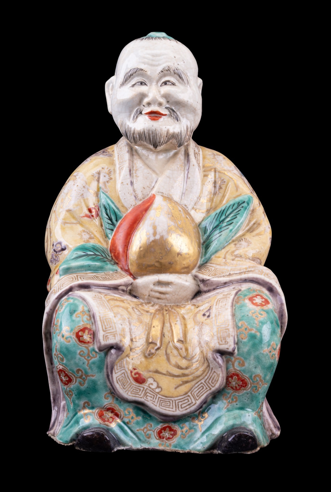 Chinese Porcelain Figure of Immortal w/ Peach (1 of 9)