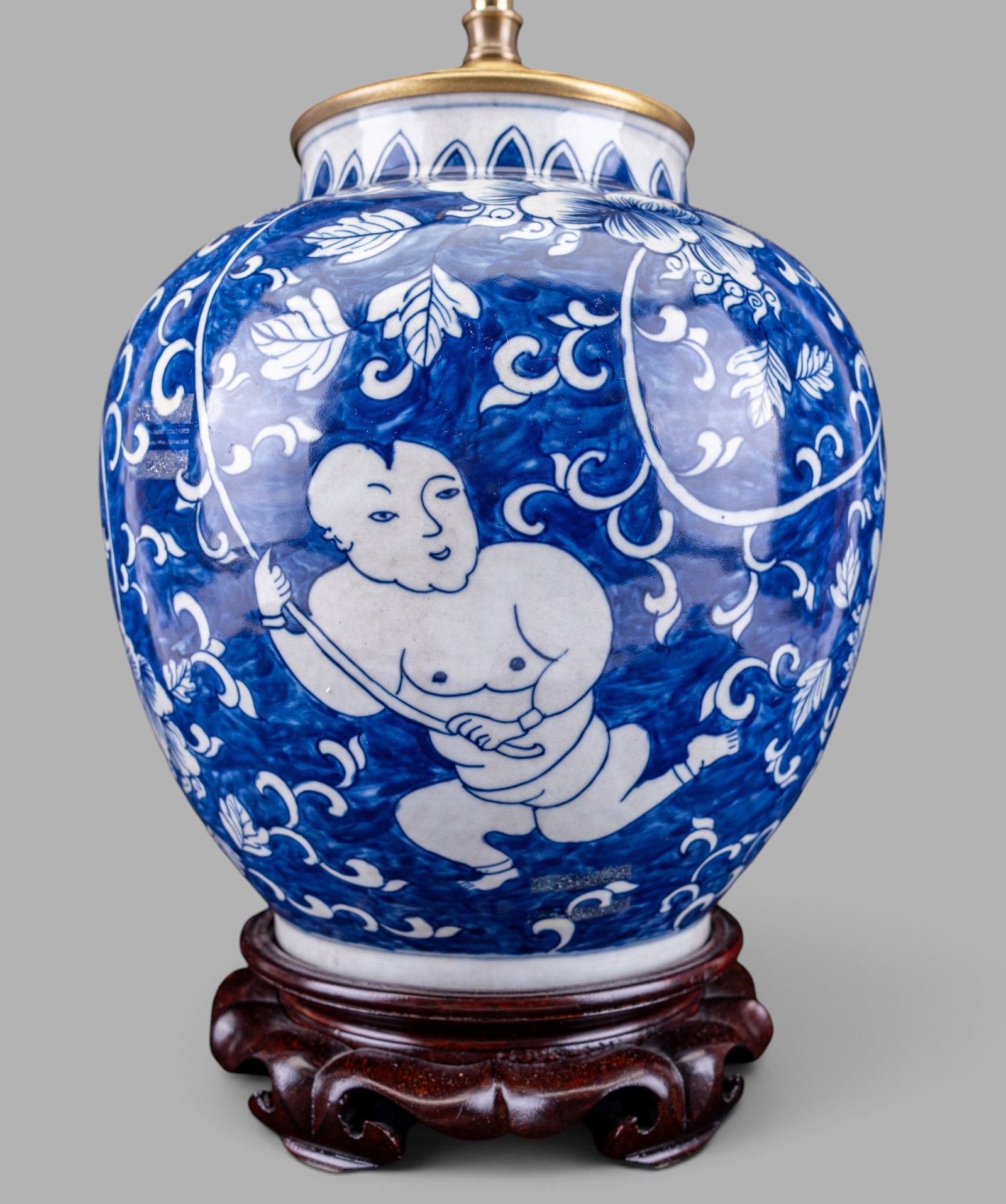 Chinese Blue and White Porcelain Ginger Jar Lamp (1 of 7)