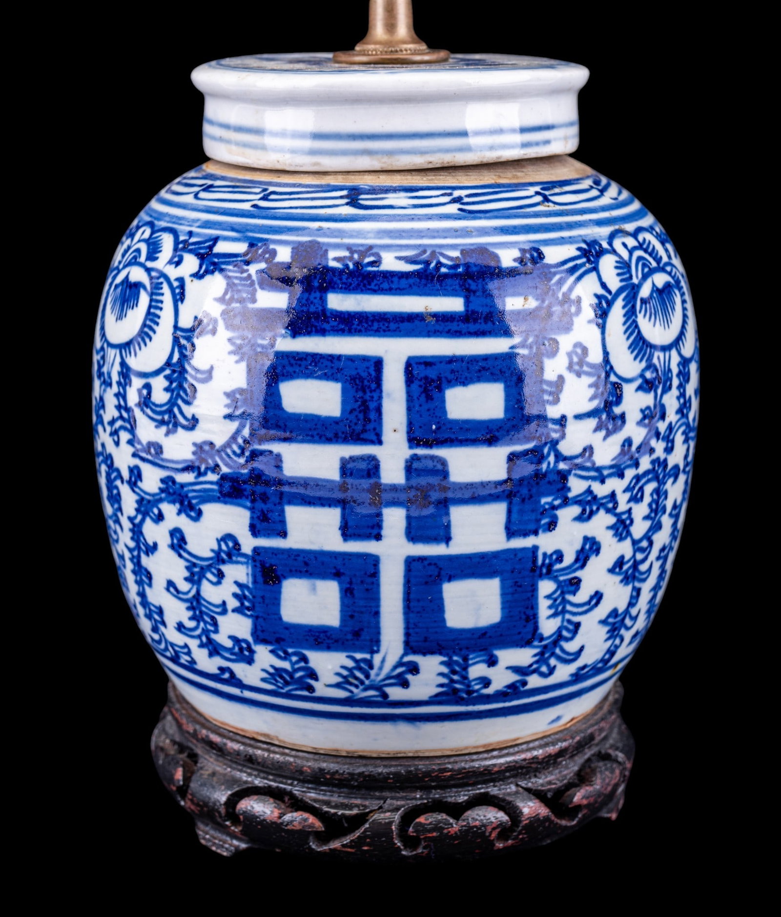 Chinese Blue & White Double Happiness Jar Lamp (1 of 9)