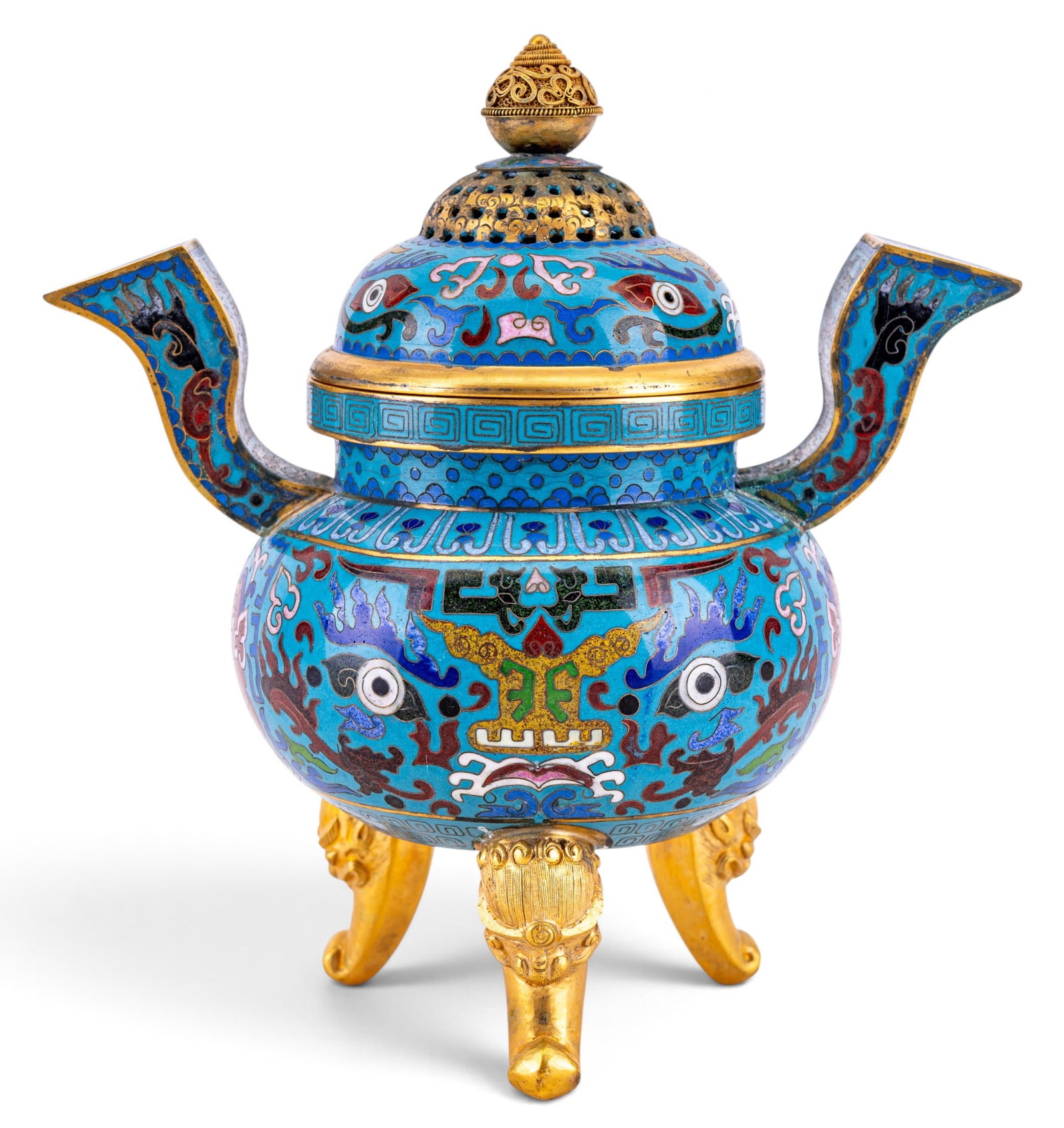 Chinese Cloisonne Enamel Tripod Incense Burner (1 of 10)