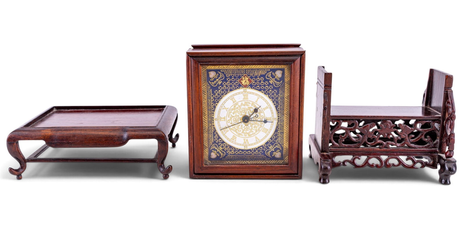 Chinese Bracket Table Clock Enamel Dial - 2