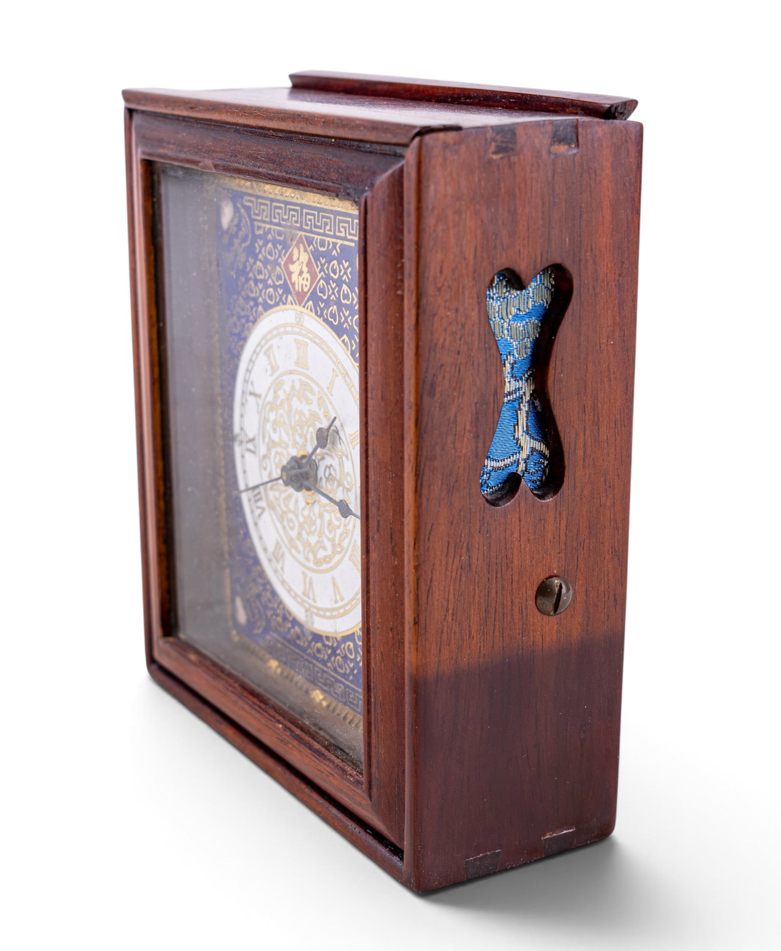 Chinese Bracket Table Clock Enamel Dial - 3