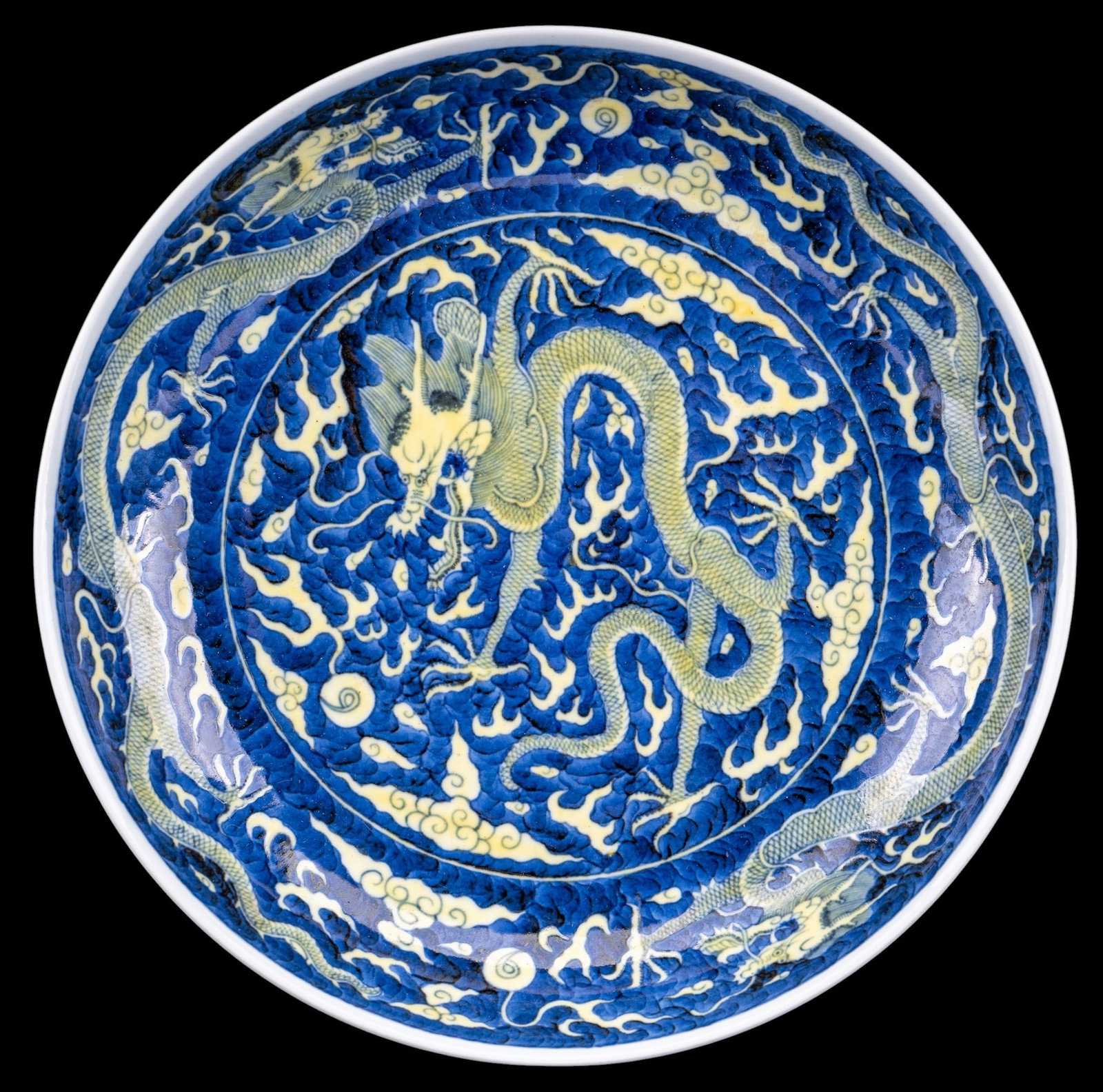 Chinese Blue and Yellow Dragon Dish (1 of 10)