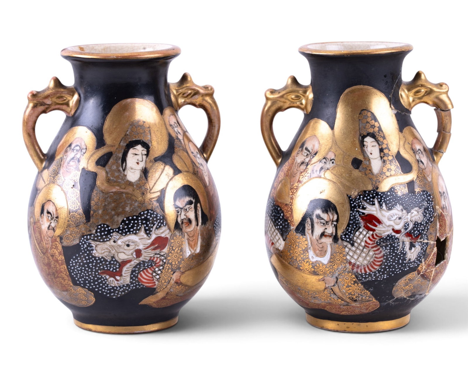 Pair of Antique Japanese Satsuma Vases (1 of 13)