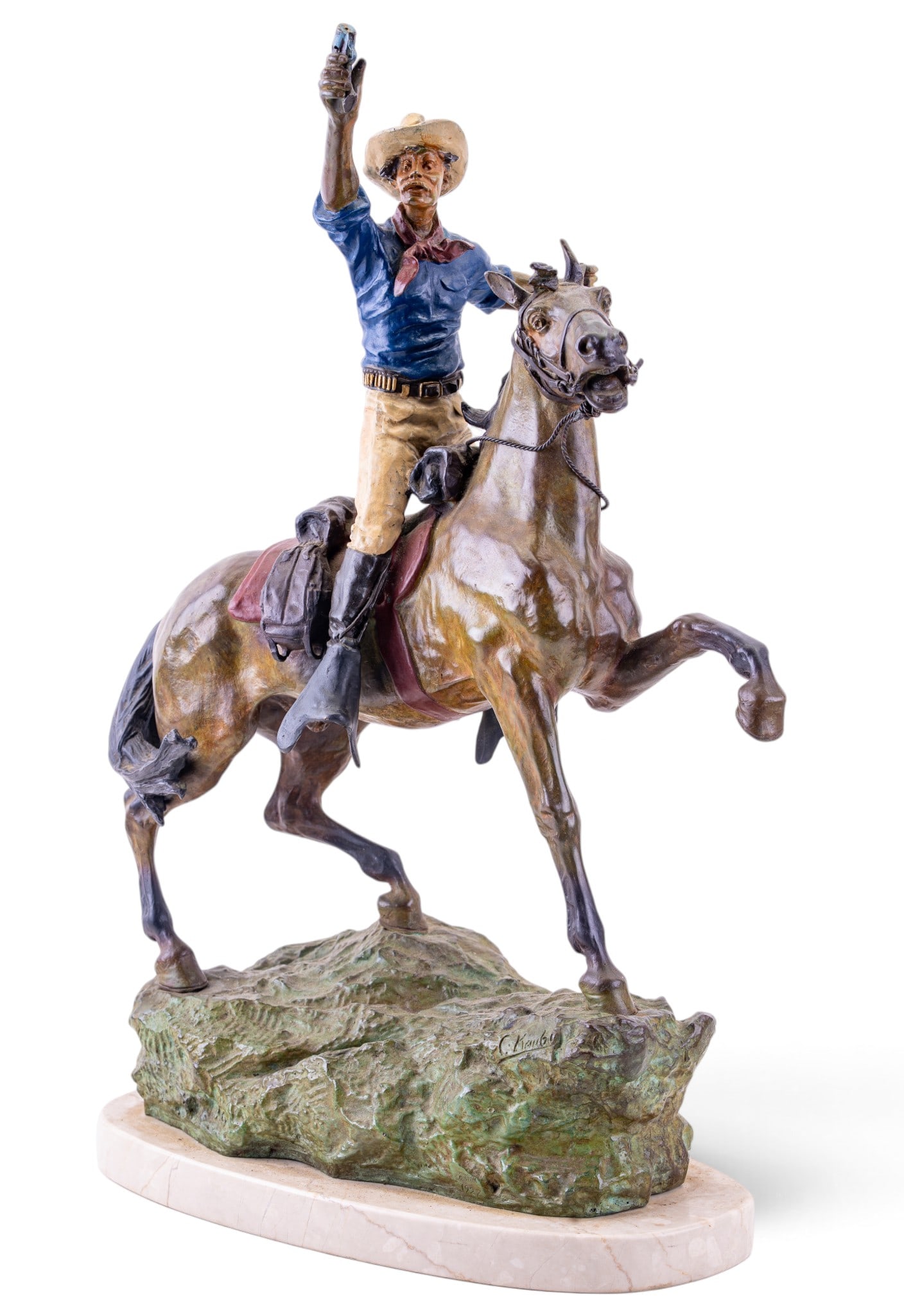 Carl Kauba Signed Cold-Painted Bronze Cowboy (1 of 12)
