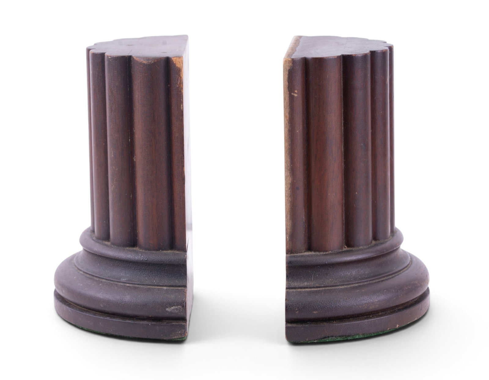 Carved Solid Wood Column Bookends - 2