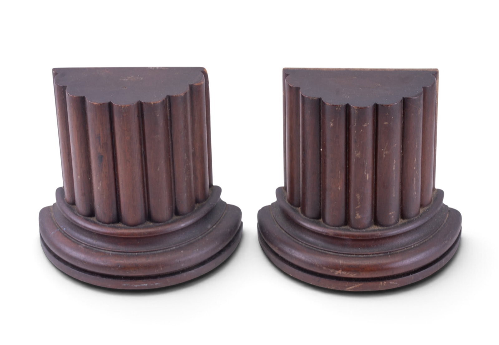 Carved Solid Wood Column Bookends - 6