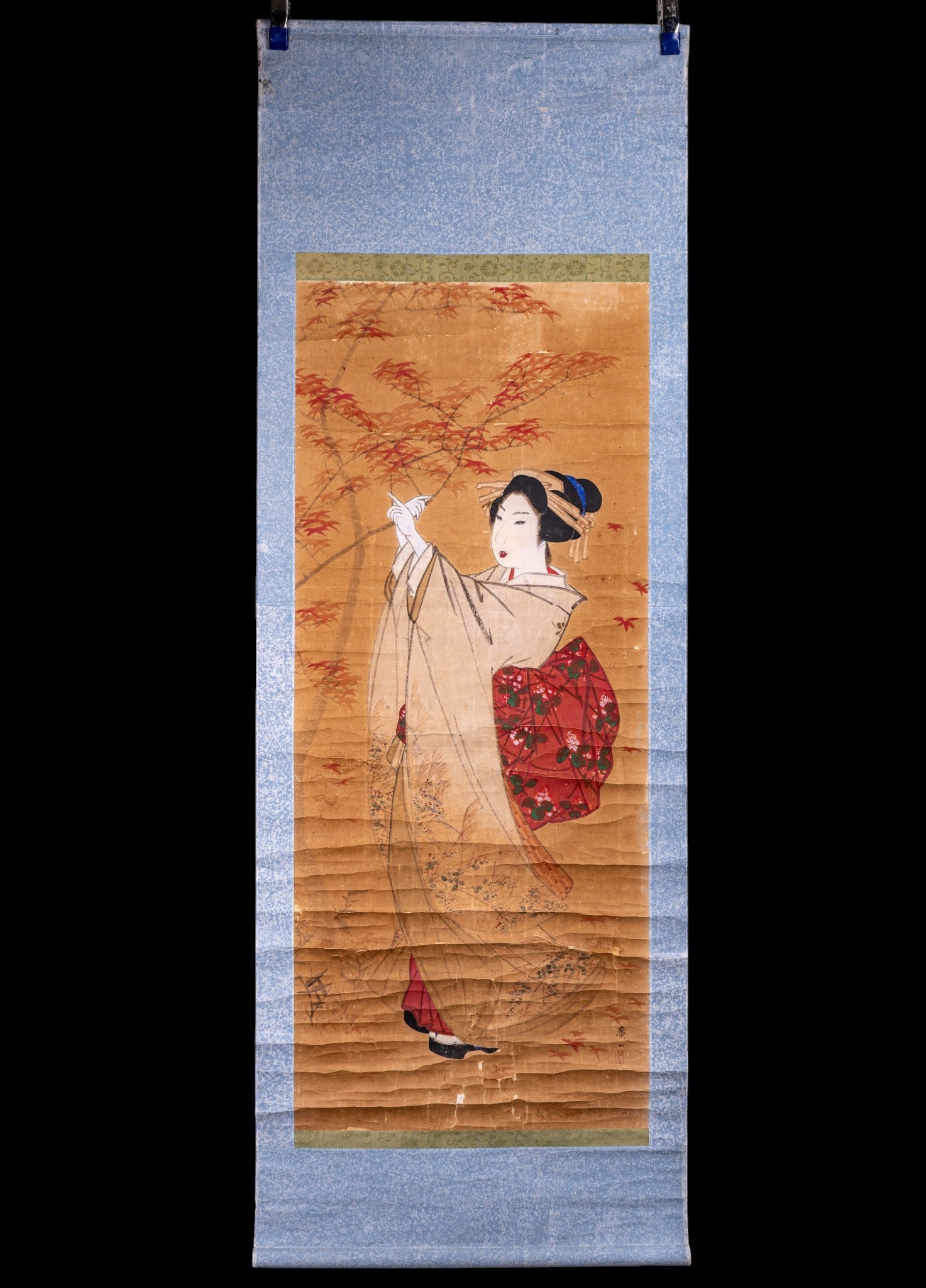 Japanese Hanging Scroll of Woman Under Maple Tree (1 of 14)