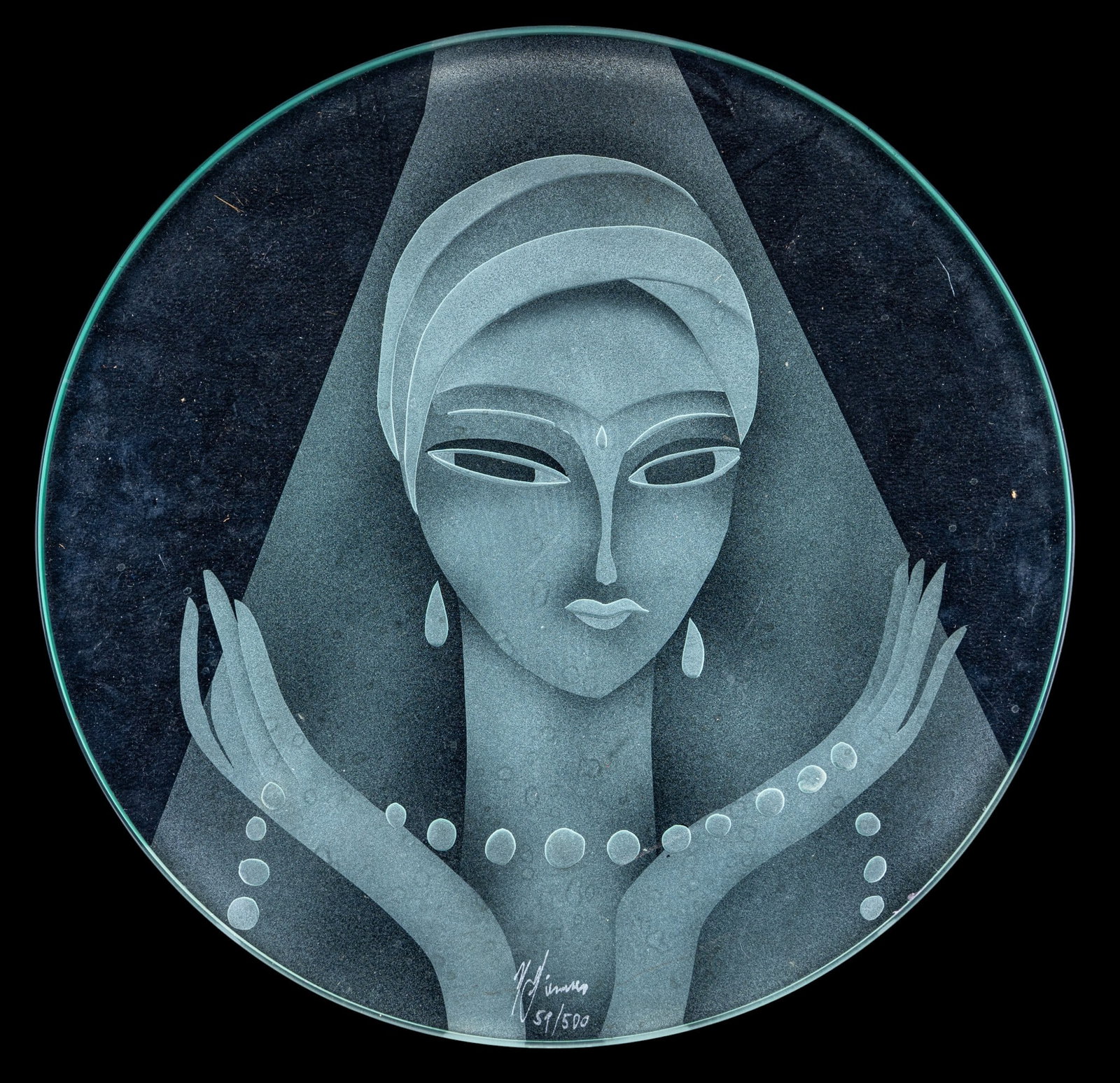 Art Nouveau Glass Plaque Signed & Numbered (1 of 4)