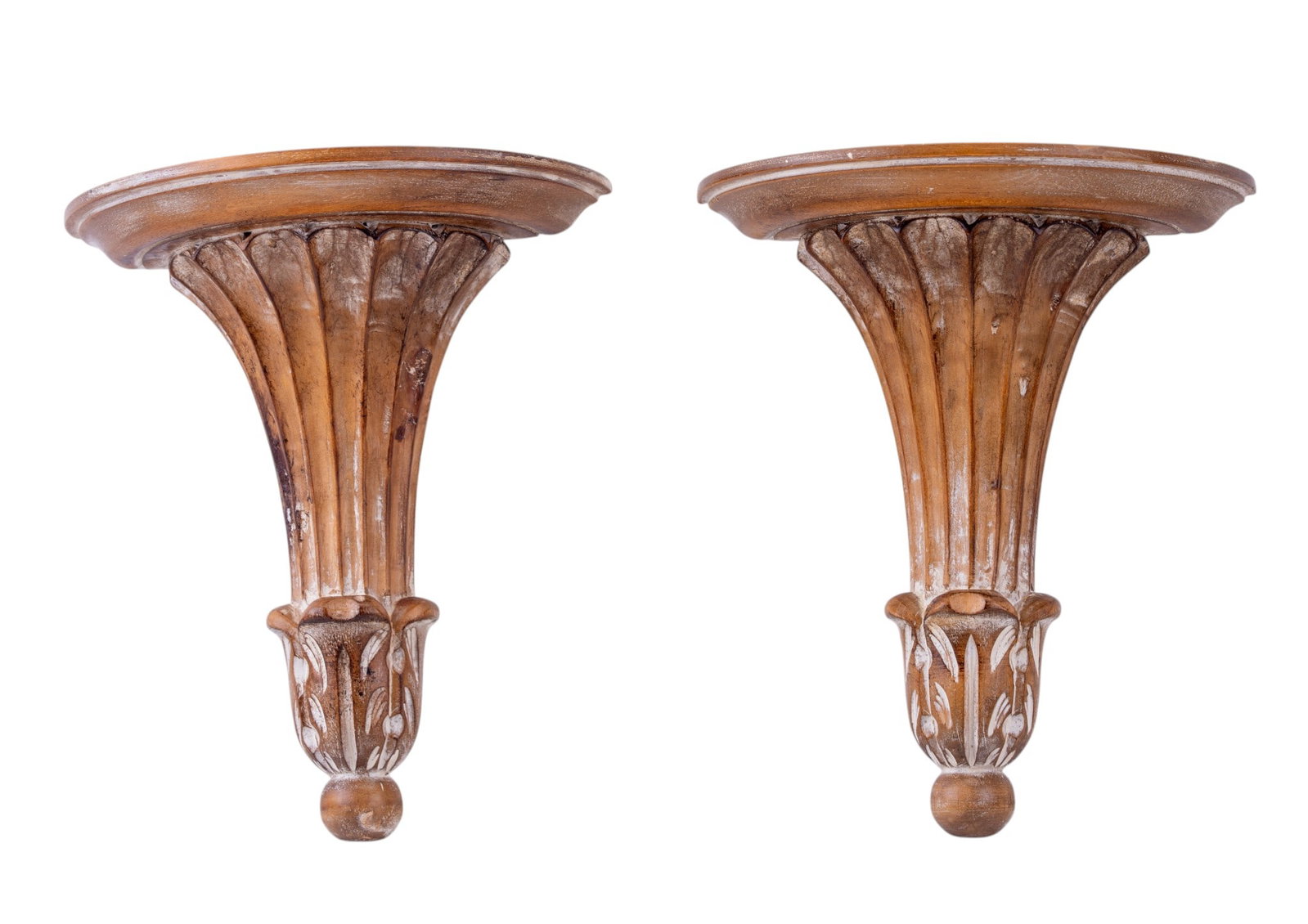 Pair, Italian Carved Wood Wall Shelves (1 of 9)