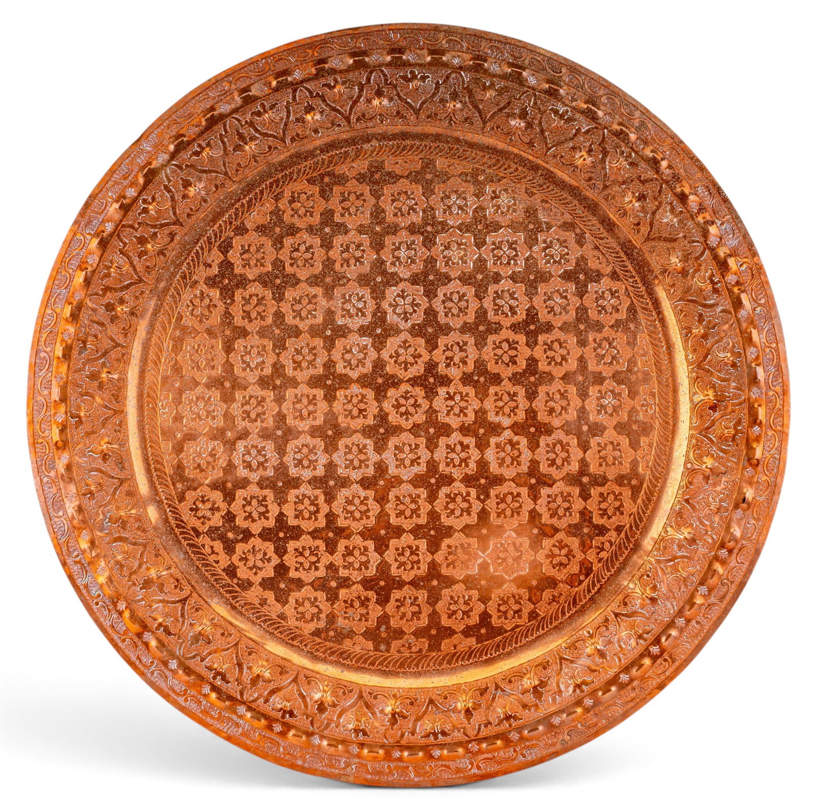 Large Middle Eastern Embossed Copper Charger (1 of 6)