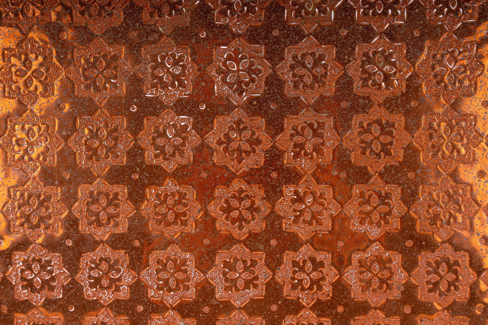 Large Middle Eastern Embossed Copper Charger - 2