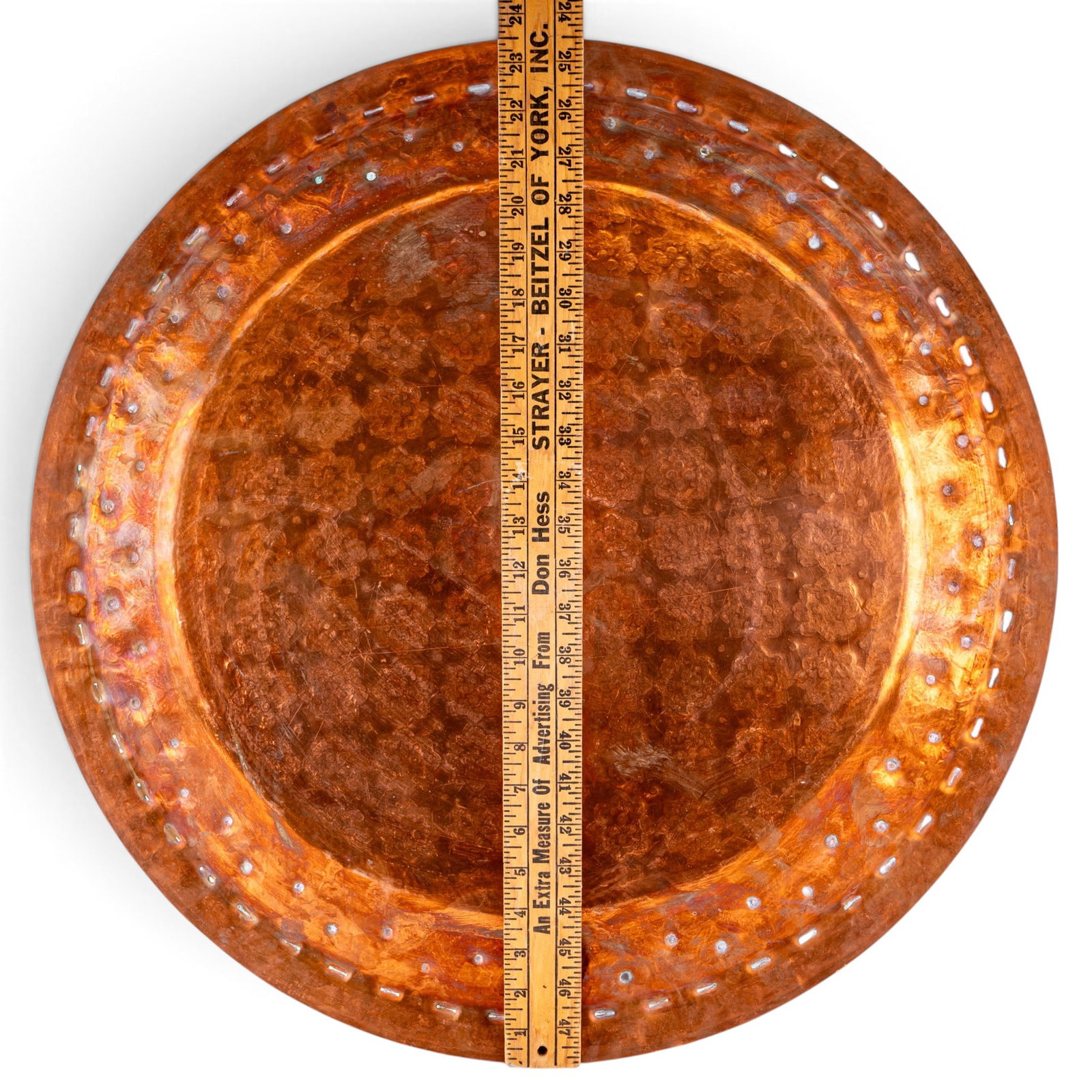 Large Middle Eastern Embossed Copper Charger - 6