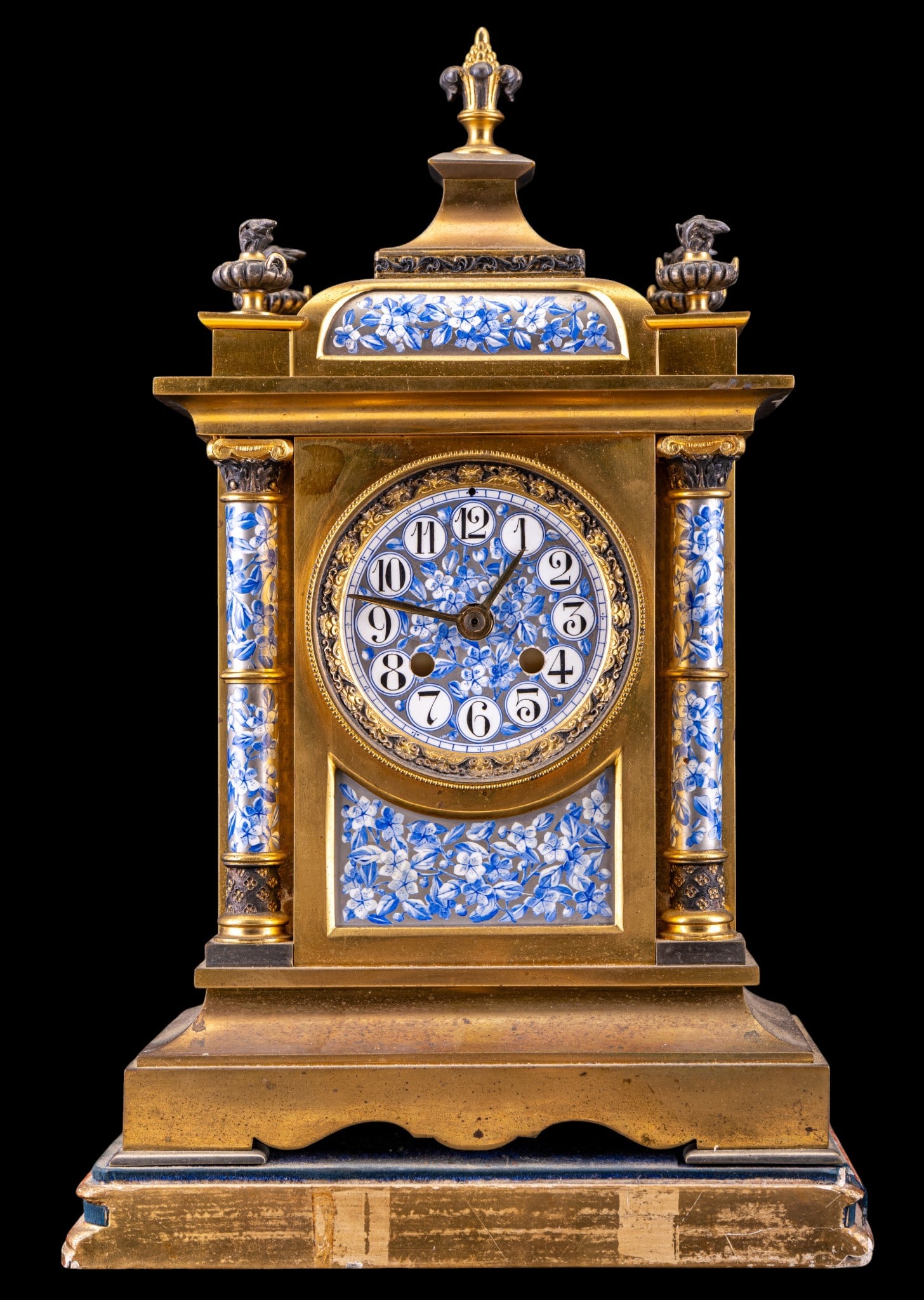 19th C French Gilt Brass & Champleve Mantle Clock (1 of 12)