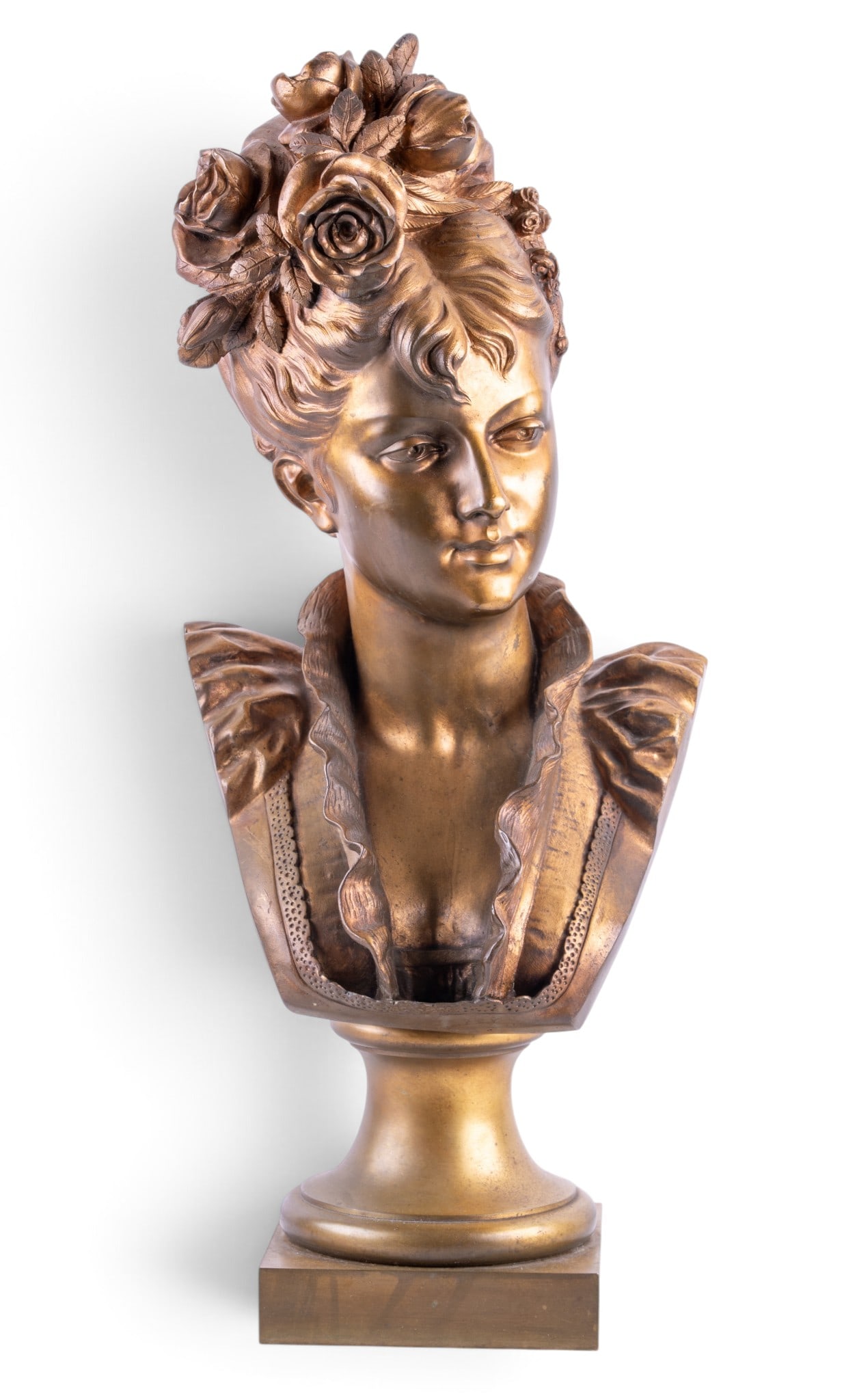 Albert Rolle Signed Bronze Bust of Woman (1 of 15)