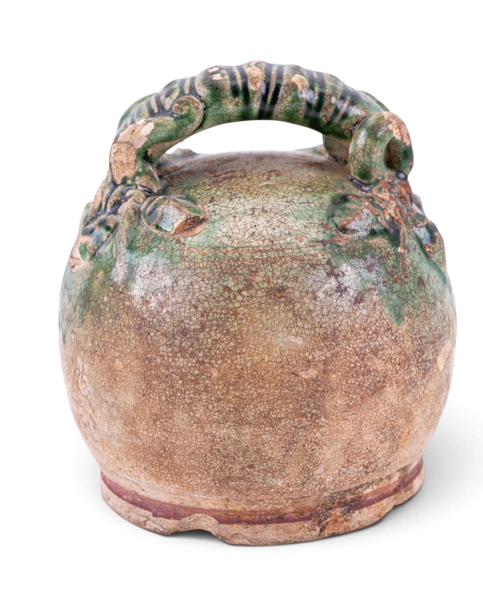 Antique Vietnamese Ceramic Lime Pot: Antique Vietnamese ceramic lime pot (b?nh v?i), traditionally used in the Southeast Asian betel nut chewing custom. Praising throughout some laws to glazing at handle and significant room chips to bot