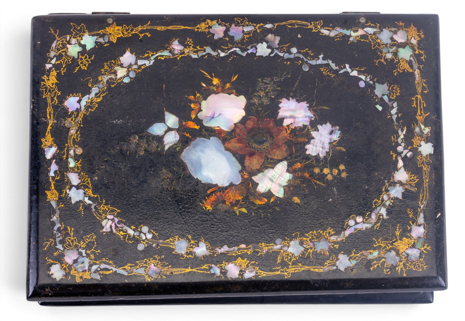 19th C Continental Lacquerware Boxes, One w/ MOP - 3