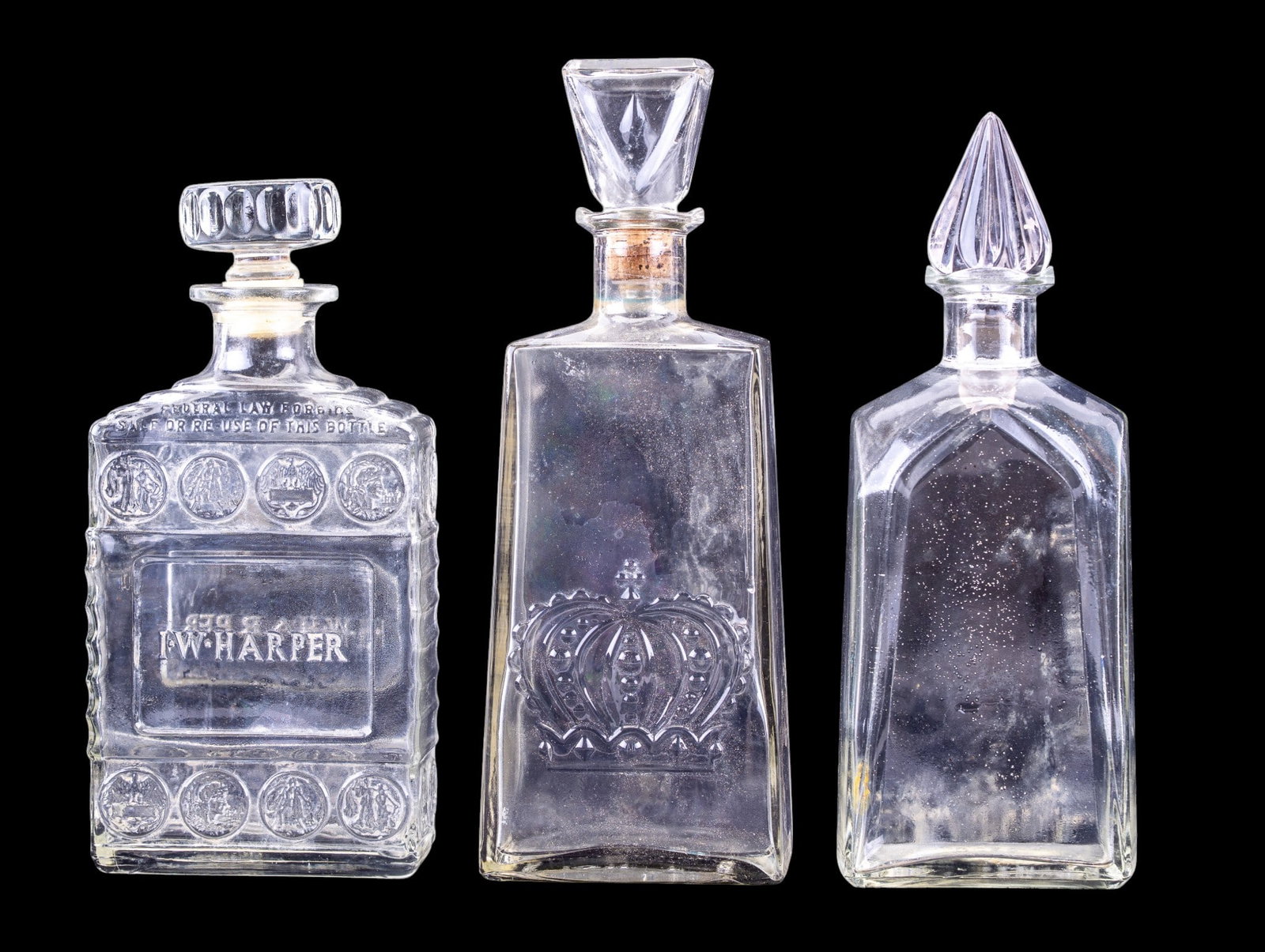Three Vintage Glass Liquor Decanters (1 of 10)