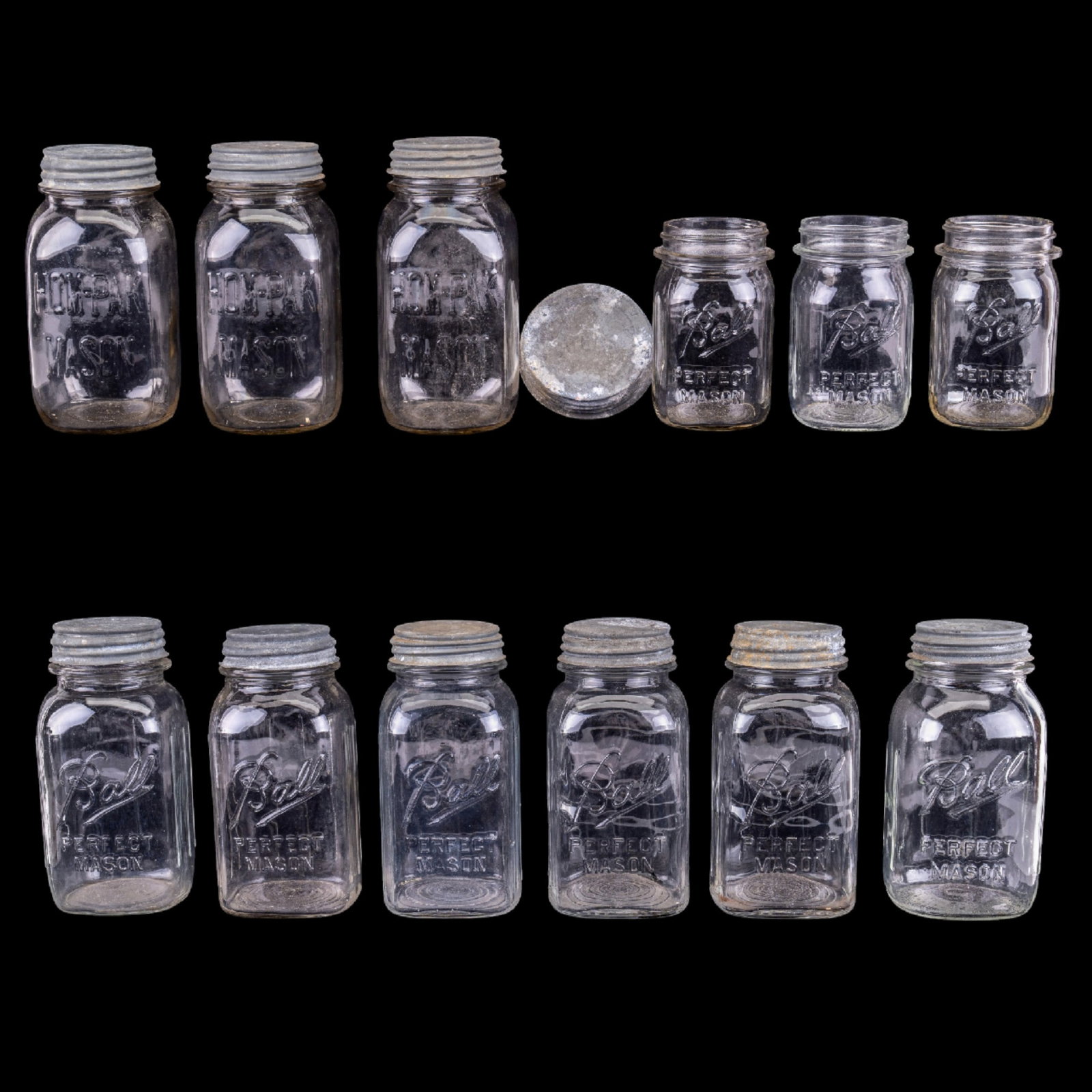 12 Glass Ball & Hom-Pak Mason Jars & Lids (1 of 13)
