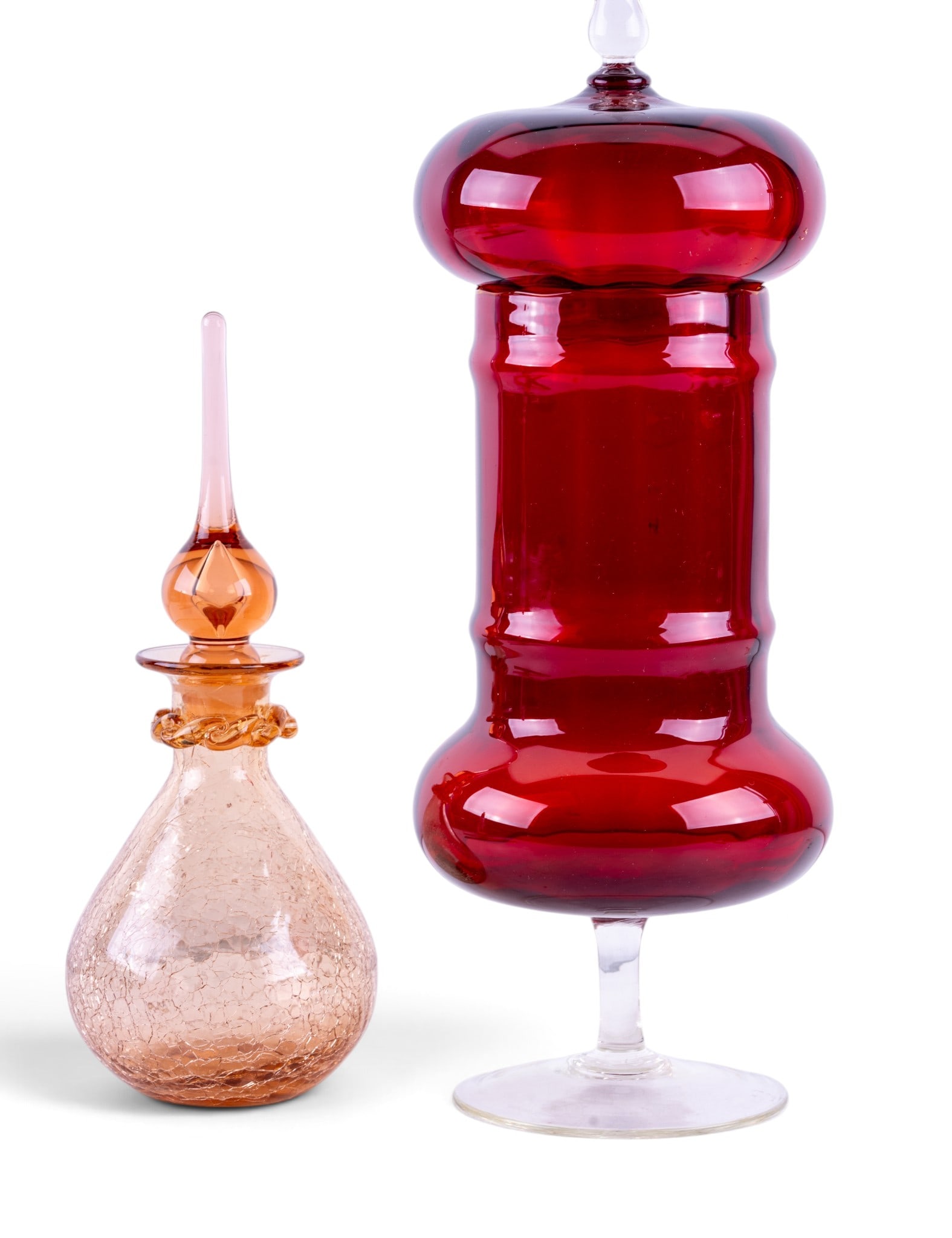 American Ruby Glass & Crackle Glass Vessels (1 of 13)