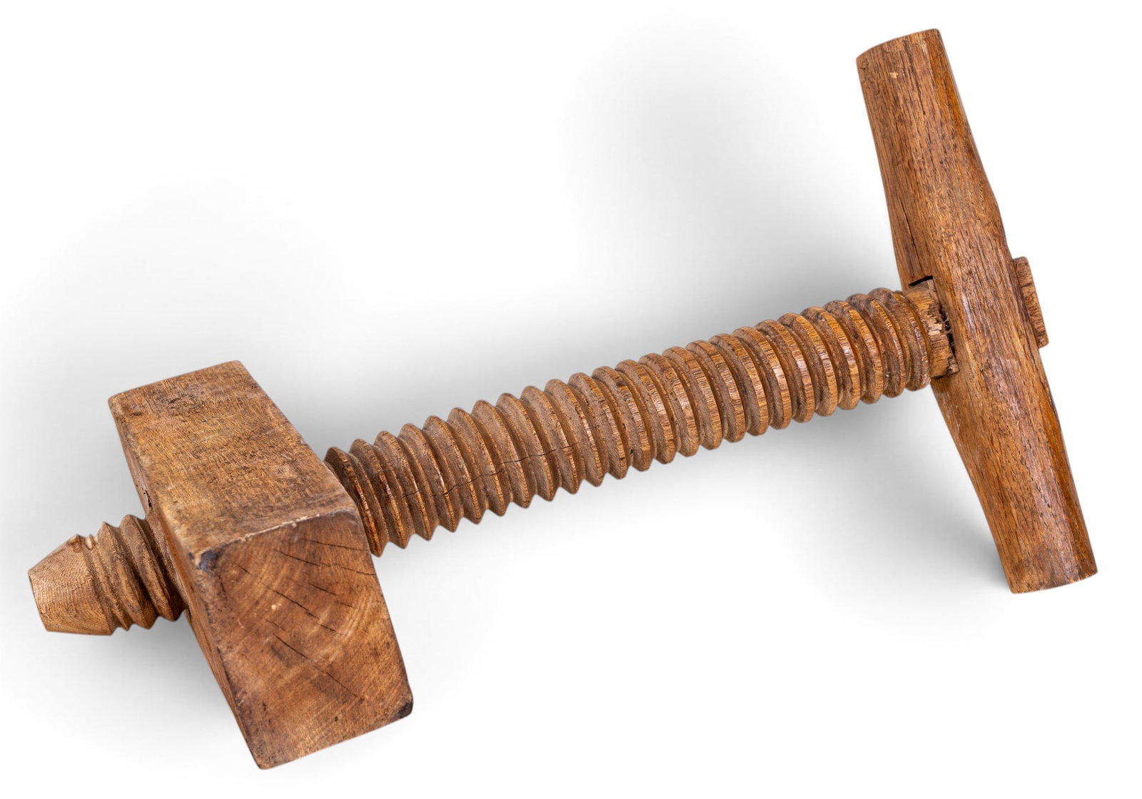 Large Antique Carved Wooden Screw Press (1 of 8)
