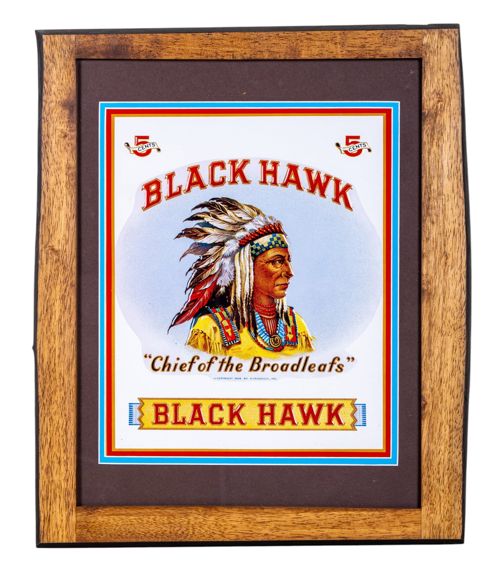 Black Hawk Cigar Framed & Matted Metal Trade Sign (1 of 5)