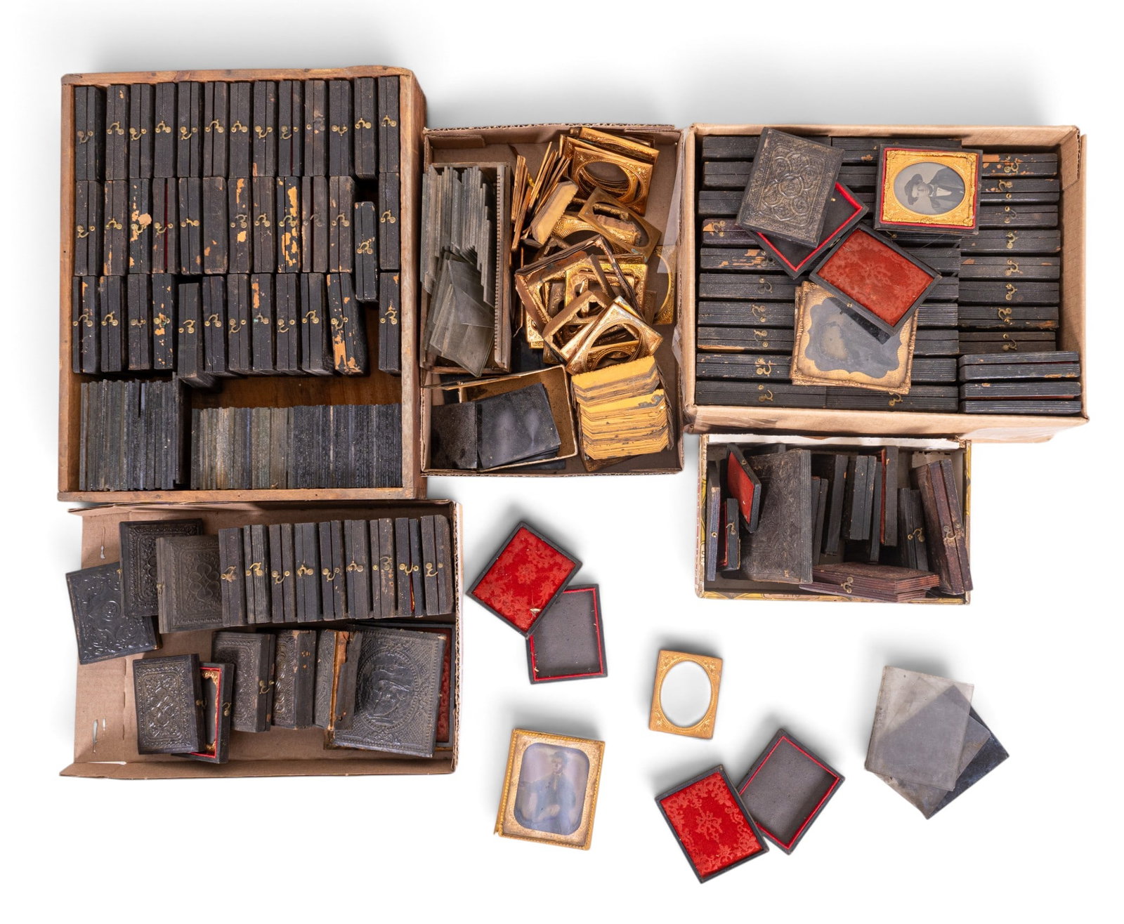 Antique Pocket Frames, Mats, Glass, and Photos (1 of 7)