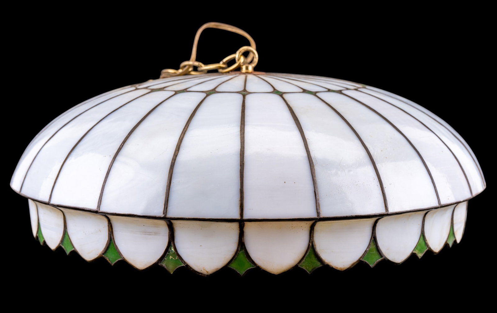 Vintage Three-Light Stained Glass Hanging Lamp (1 of 7)