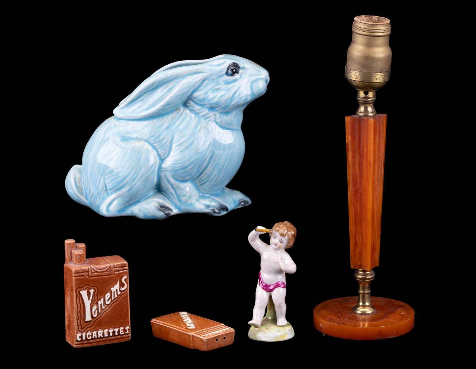 Ceramic Bunny Planter, Cigarette and Matched Salts (1 of 16)
