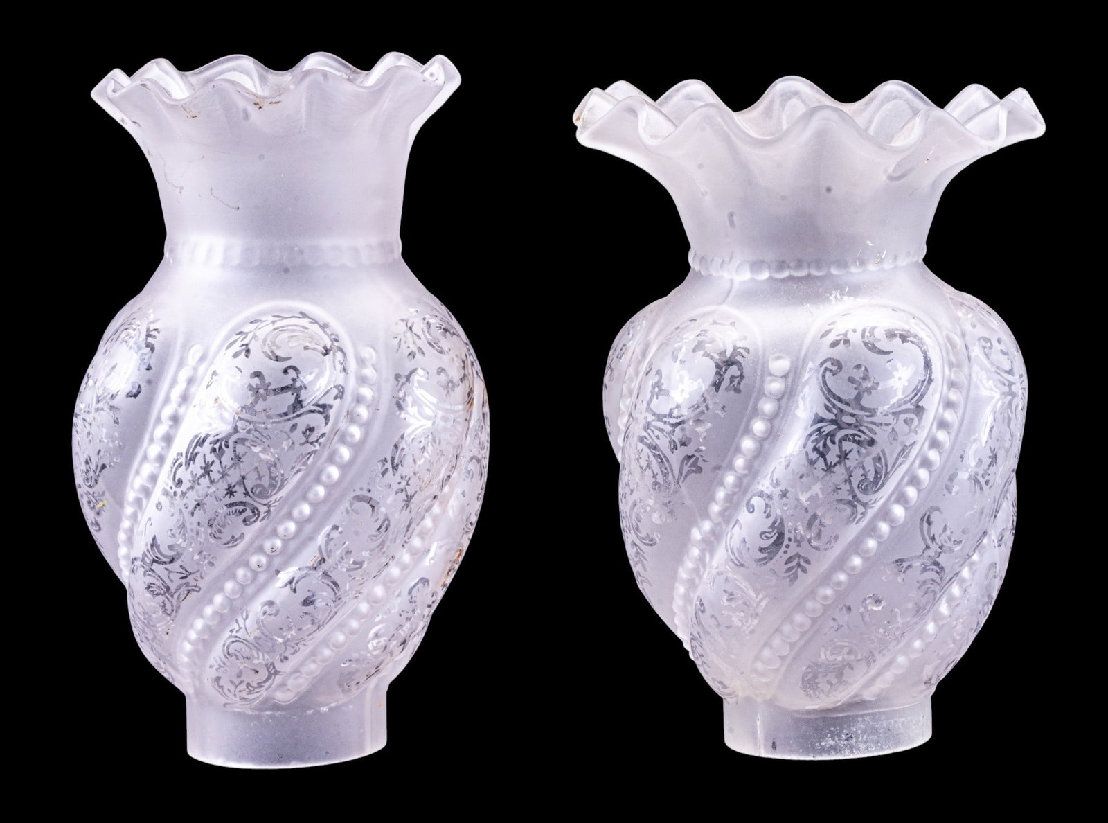 Frosted Glass Globes with Embossed Patterns (1 of 8)