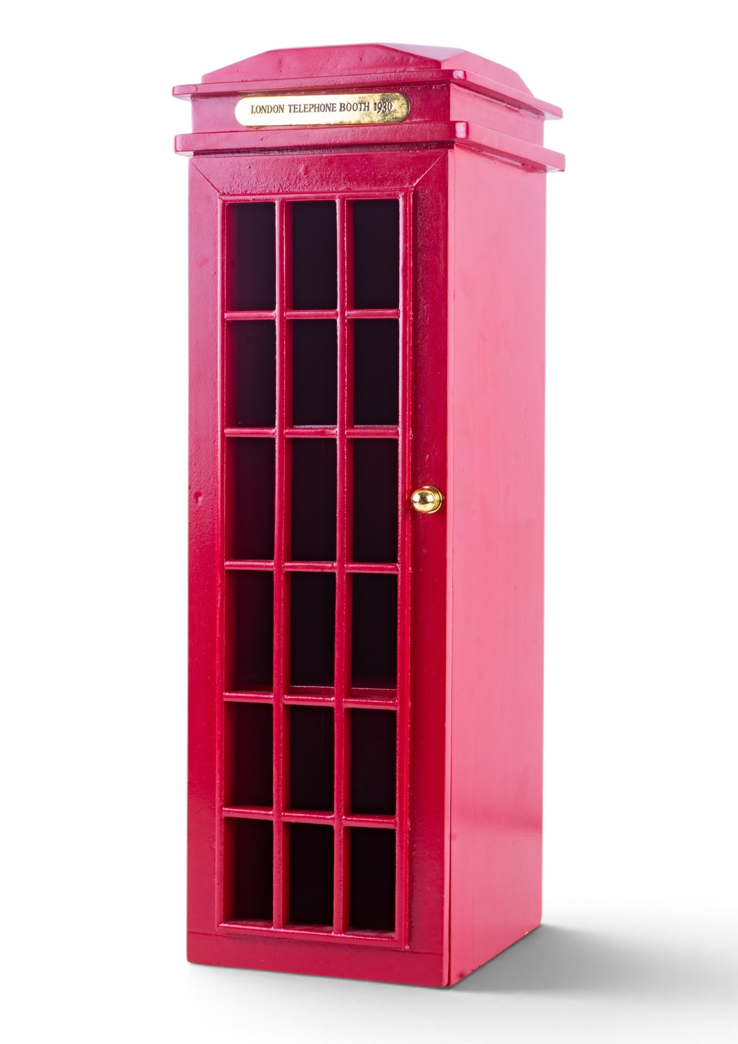 Wooden Red London Telephone Booth 3-Tiered Cabinet (1 of 9)