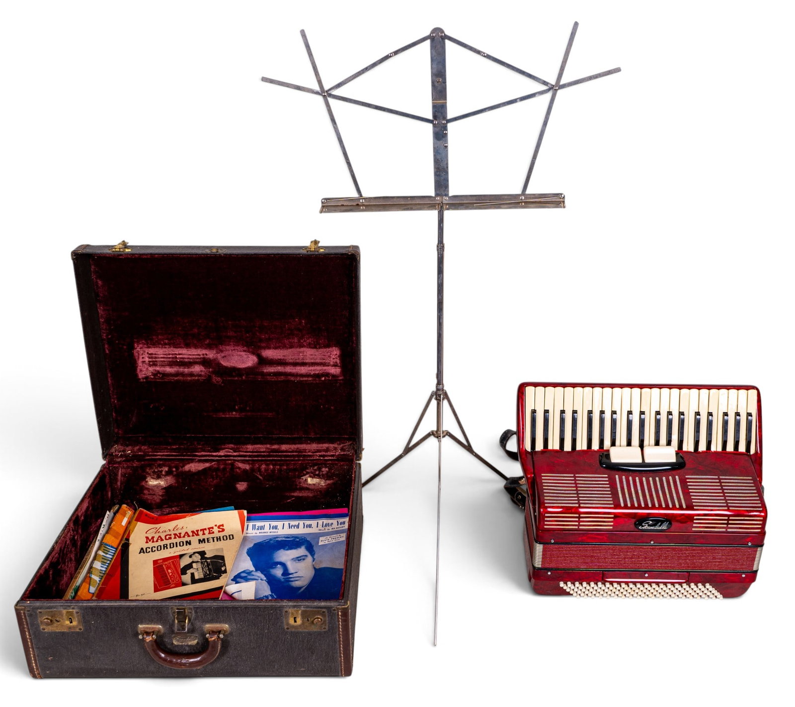 Red Scandalli Accordion in Case w/ Sheet Music (1 of 14)