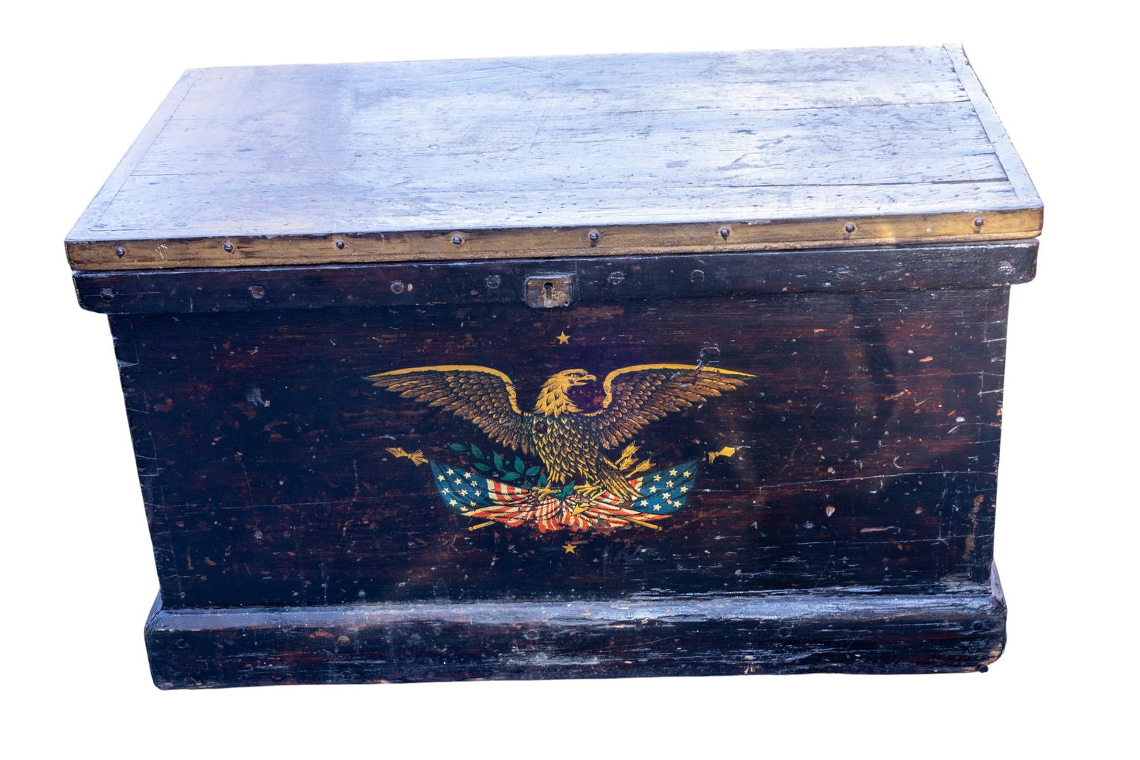 Antique Painted Military Foot Locker / Chest (1 of 9)