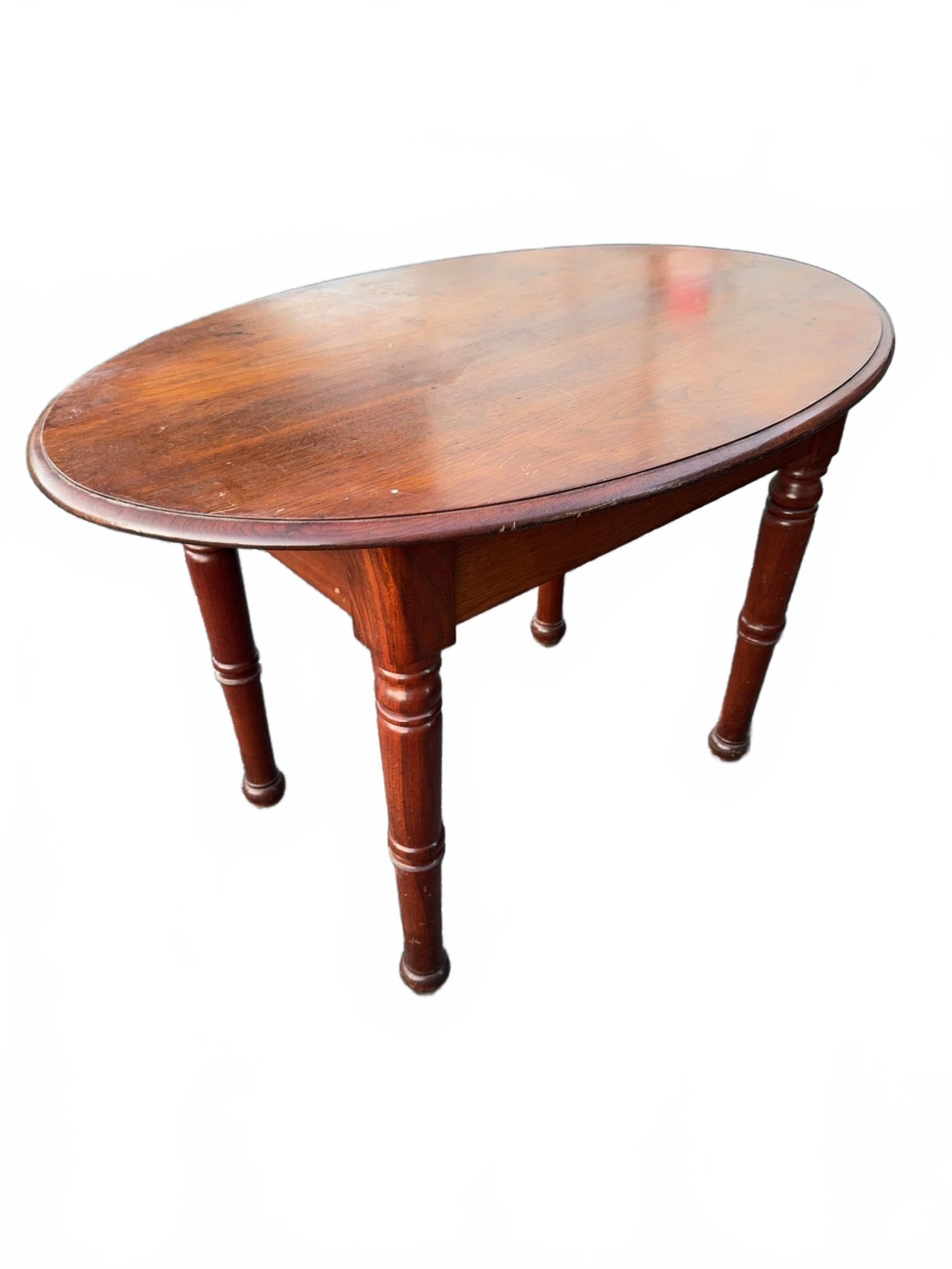 19th C One-Drawer Oval Wood Table (1 of 9)